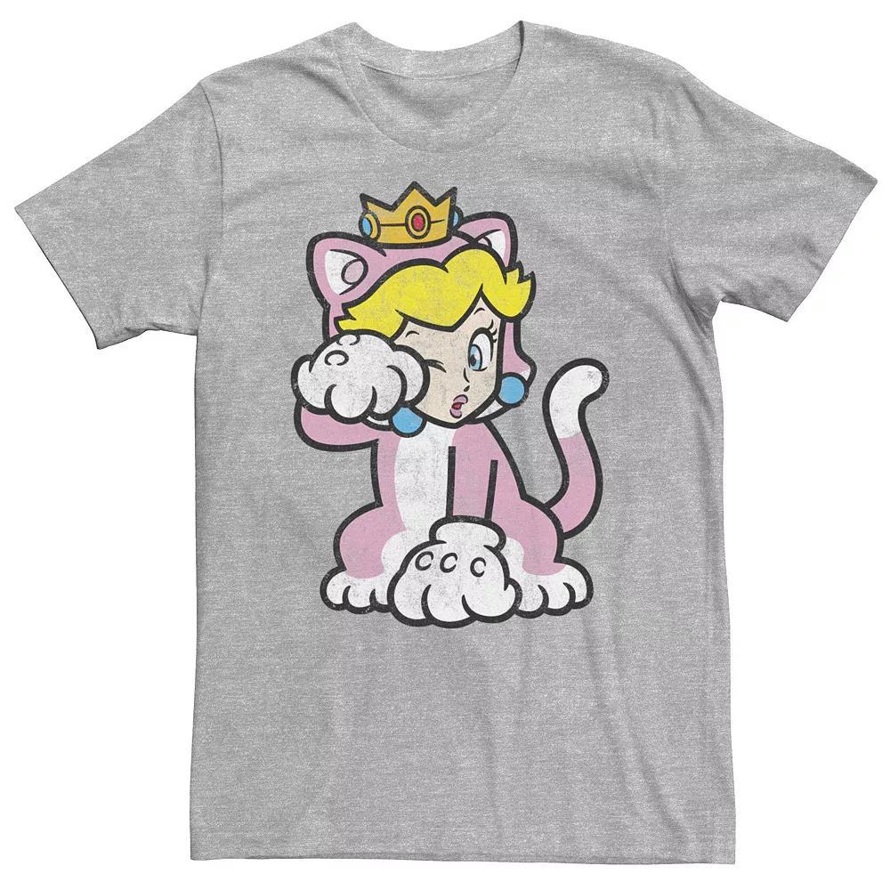 Big & Tall Super Mario 3D Bowser's Fury Princess Peach Cat Portrait Tee, Men's, Size: 3XL Tall, Athletic Grey Product Image