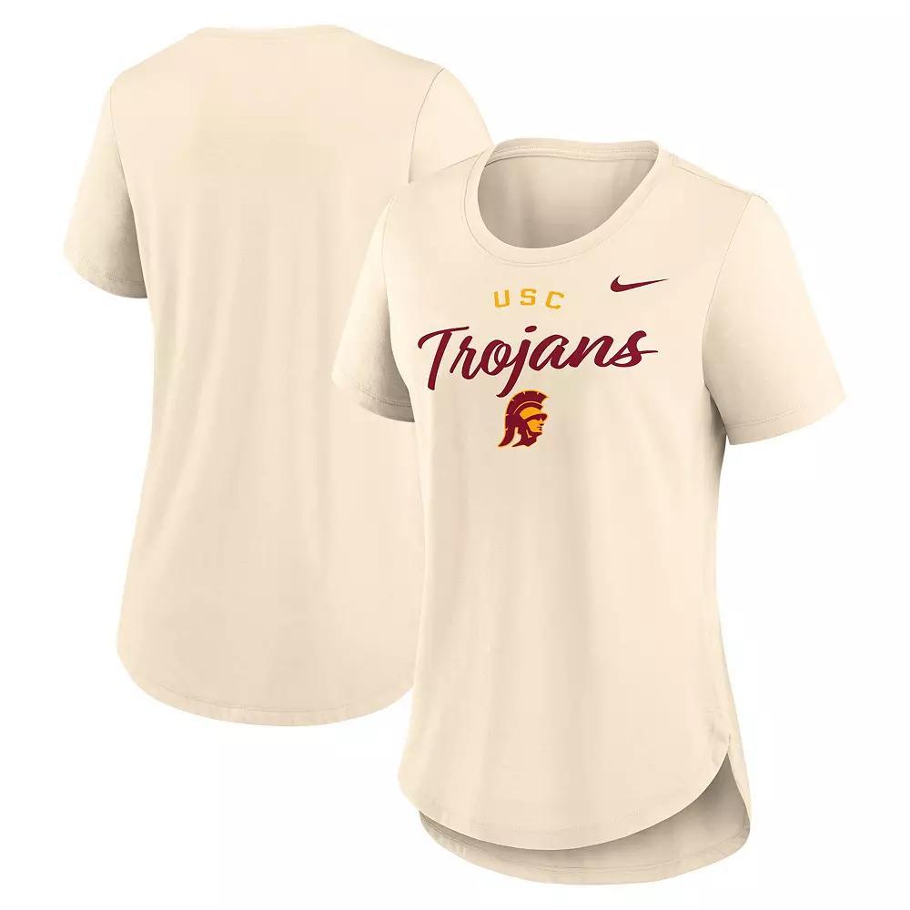 Women's Nike  Tan USC Trojans Script Logo Tri-Blend T-Shirt, Size: Small, Team Product Image