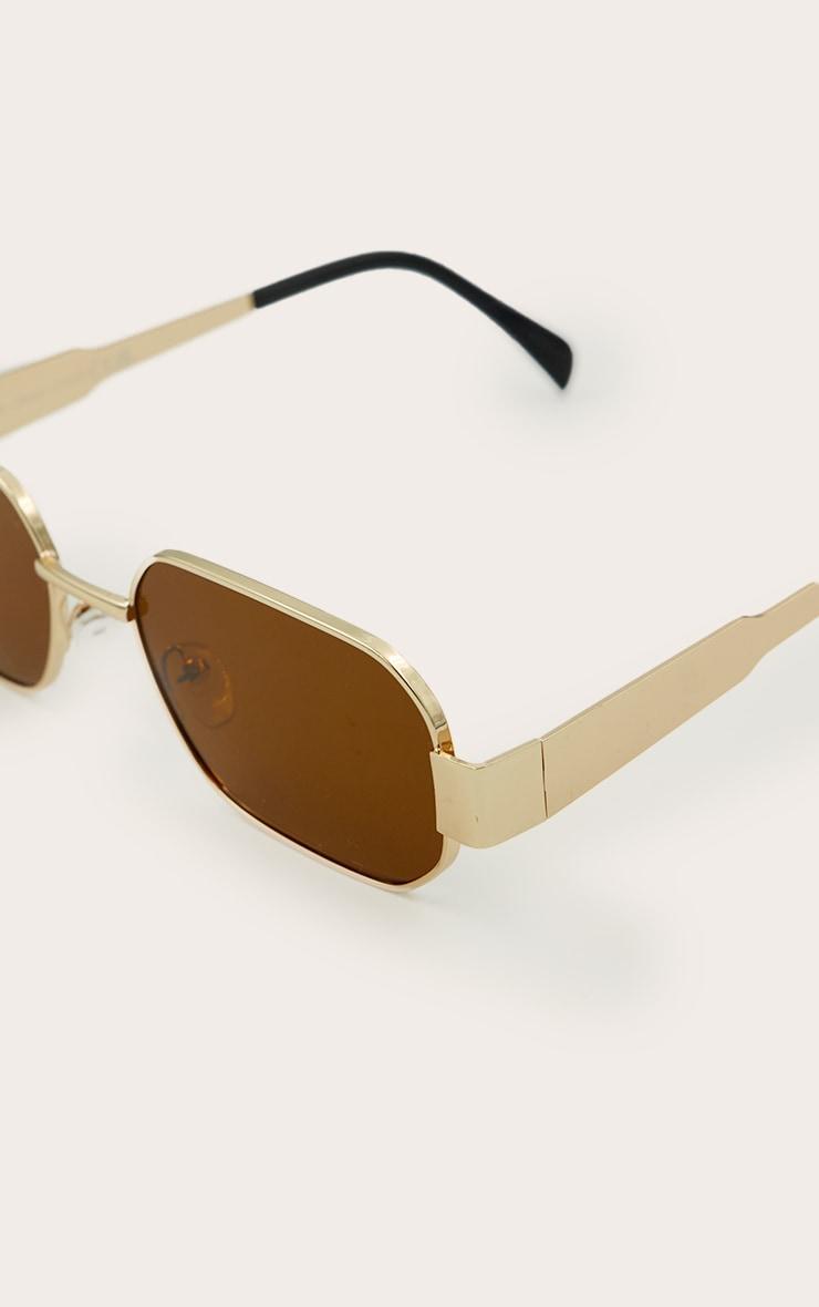 Gold Sleek Frame Square Angled Sunglasses Product Image