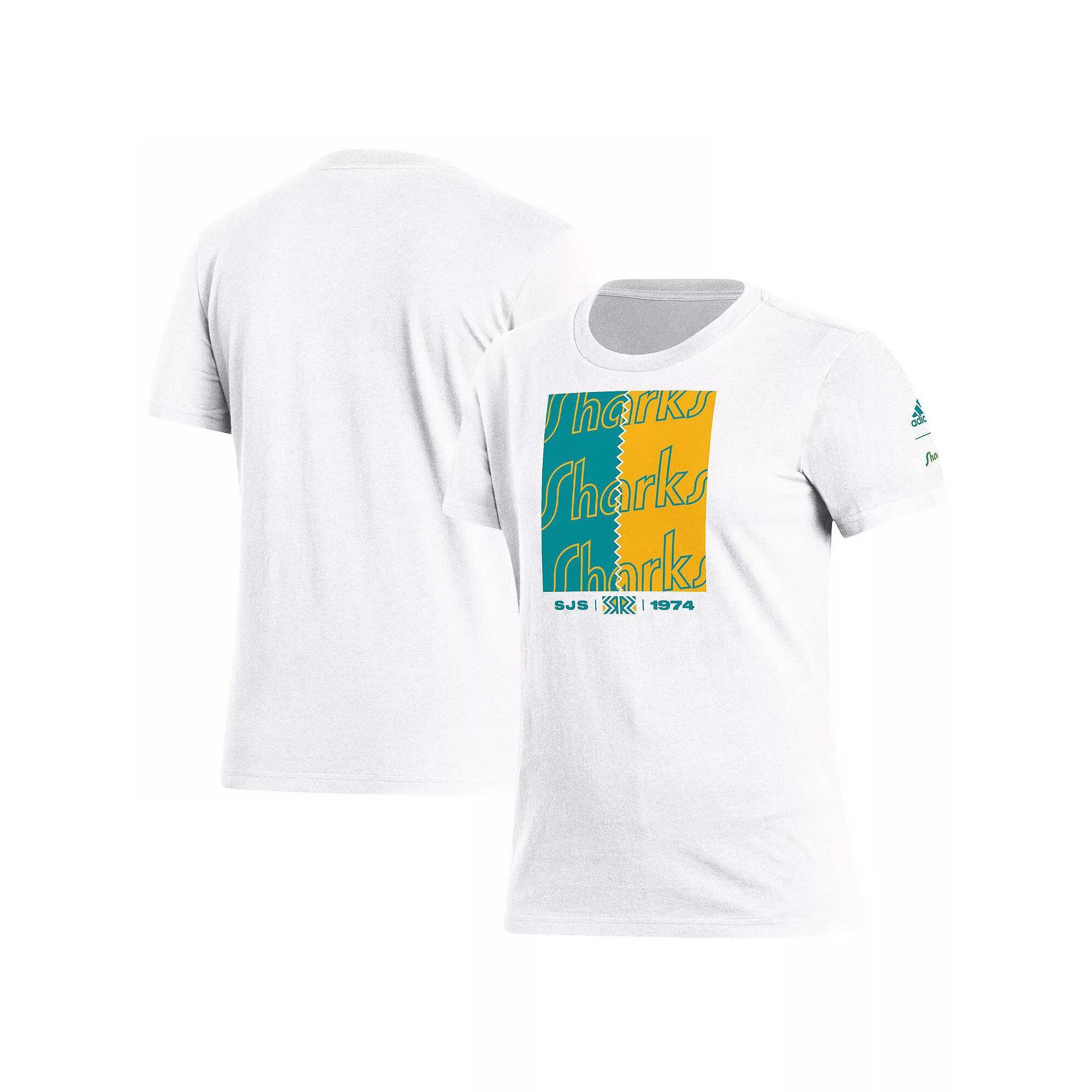 Women's adidas White San Jose Sharks Reverse Retro 2.0 Playmaker T-Shirt, Size: Small, Sks White Product Image