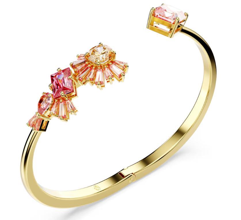 SWAROVSKI Gema Bangle Gold Shiny Pink In Silver Tone Product Image