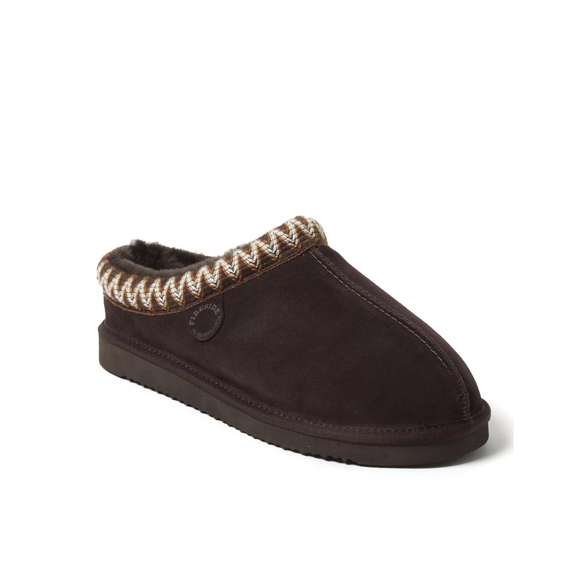 Men's Fireside by Dearfoams Grafton Genuine Shearling Clog With Taping Slippers, Size: 10, Loden Product Image