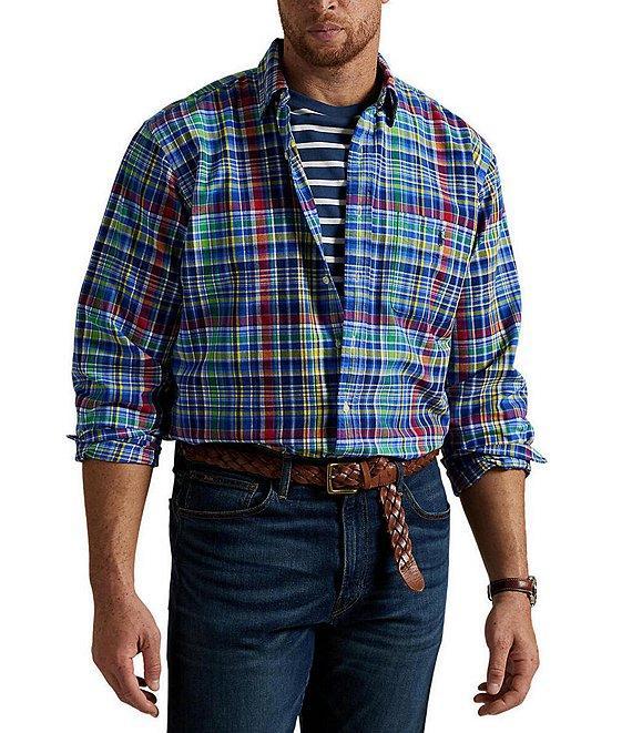 Polo Ralph Lauren Big & Tall Classic Fit Multi Color Plaid Oxford Long Sleeve Woven Shirt Product Image