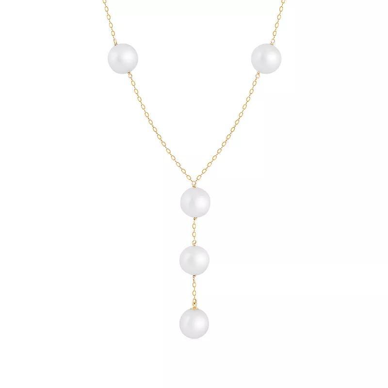 Splendid Pearls 14k Gold Freshwater Cultured Pearl Station Y Necklace, Womens Yellow Product Image