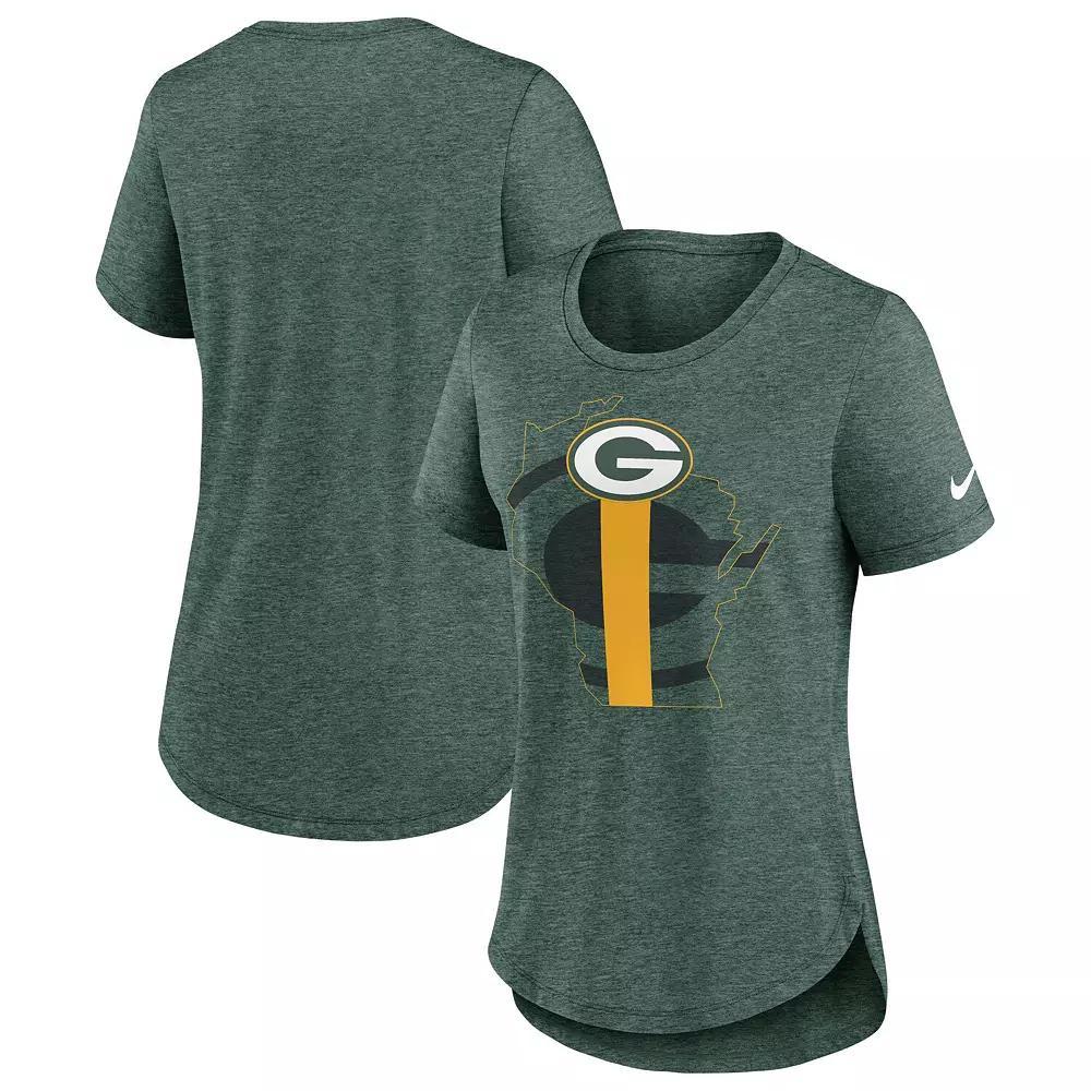 Womens Nike Heather Bay Packers Local Fashion Tri-Blend T-Shirt Product Image