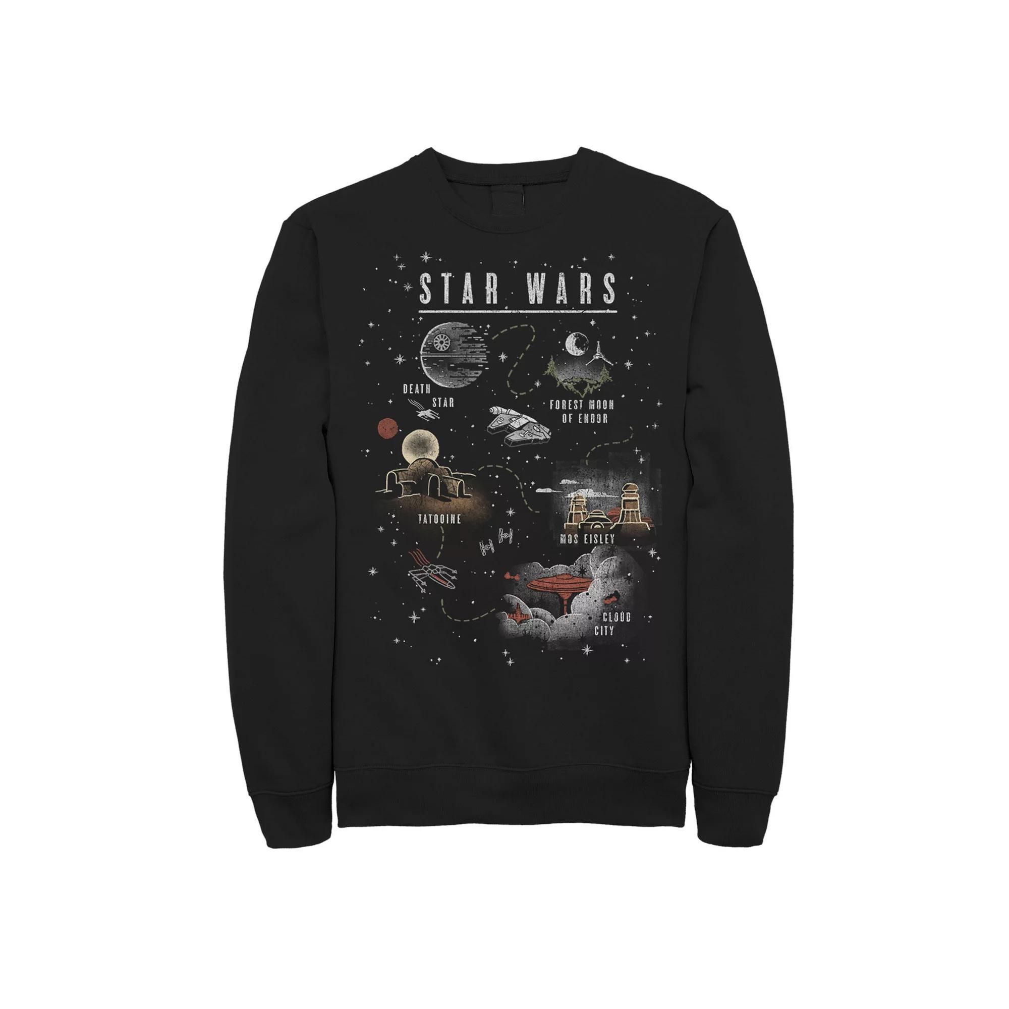 Men's Star Wars Map To The Galaxy Vintage Sweatshirt, Size: Small, Black Product Image