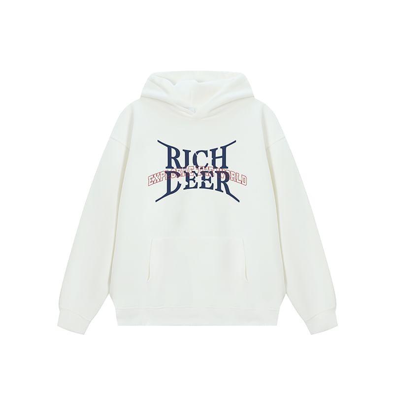 Couple Matching Crew Neck Drop Shoulder Lettering Oversized Hoodie Product Image