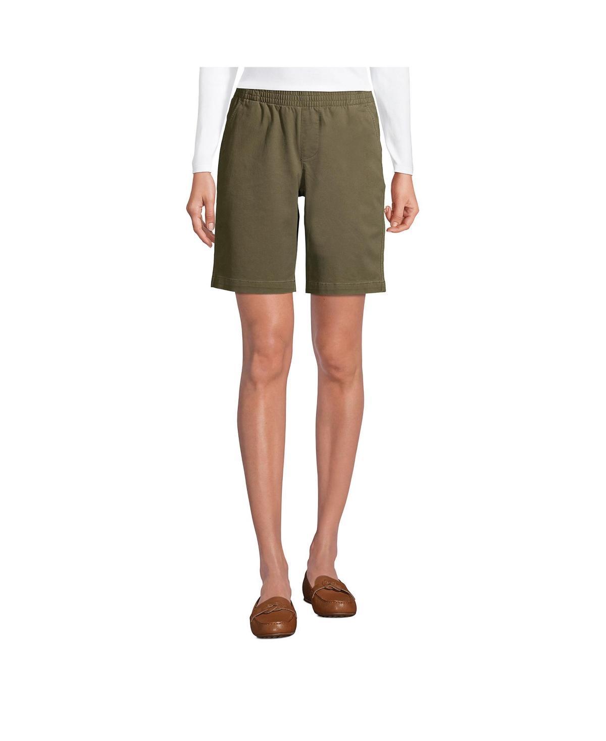 Petite Lands End Pull-On Chino Bermuda Shorts, Womens Green Moss Product Image