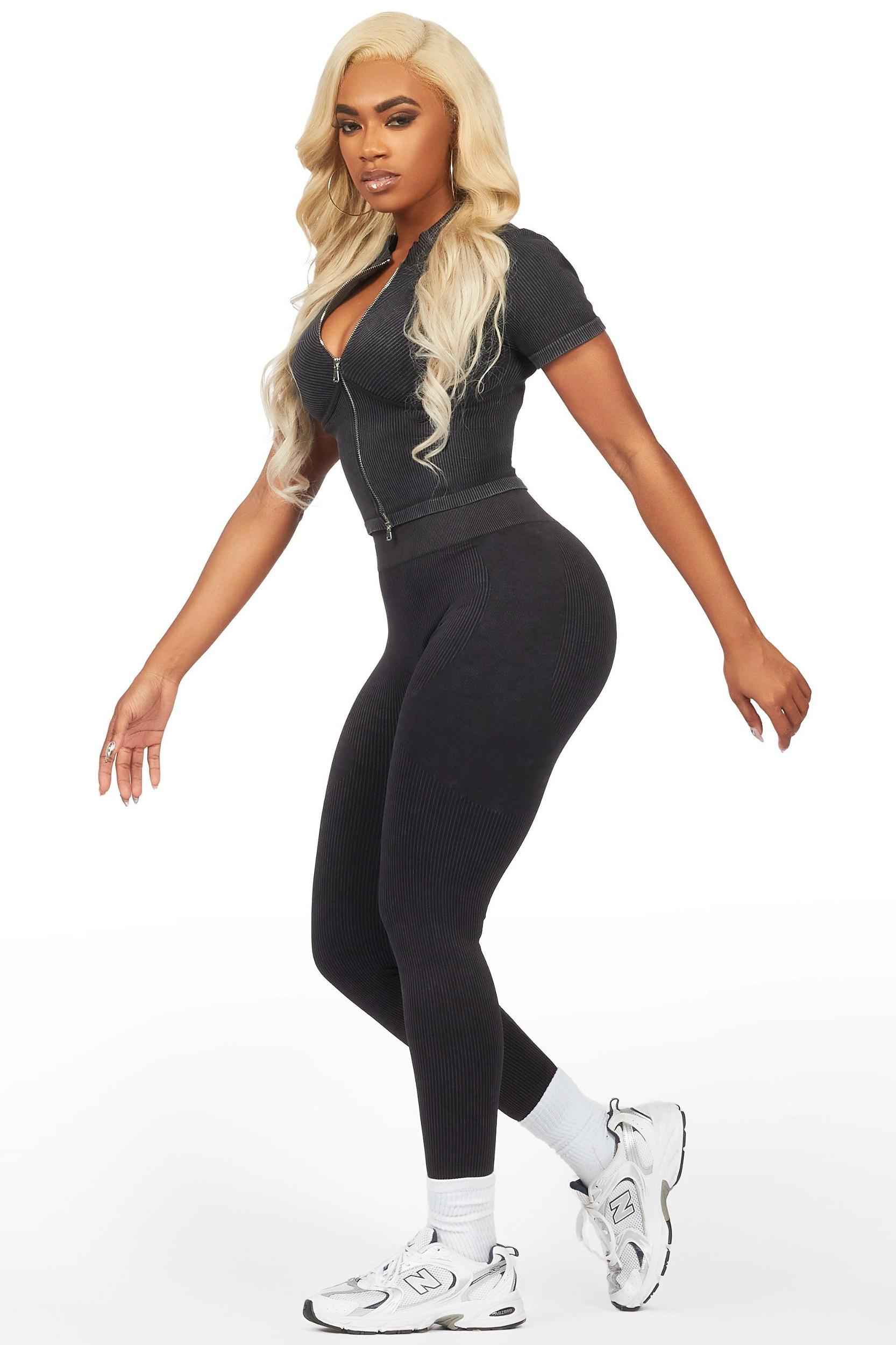 Catira Black Short Sleeve Active Set Female Product Image