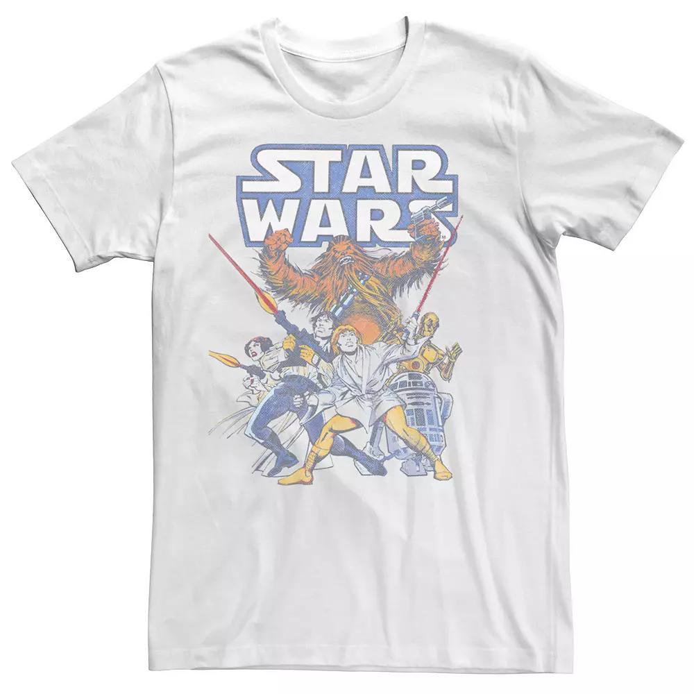 Men's Star Wars Hero's Group Shot Vintage Poster Graphic Tee, Size: 3XL, White Product Image