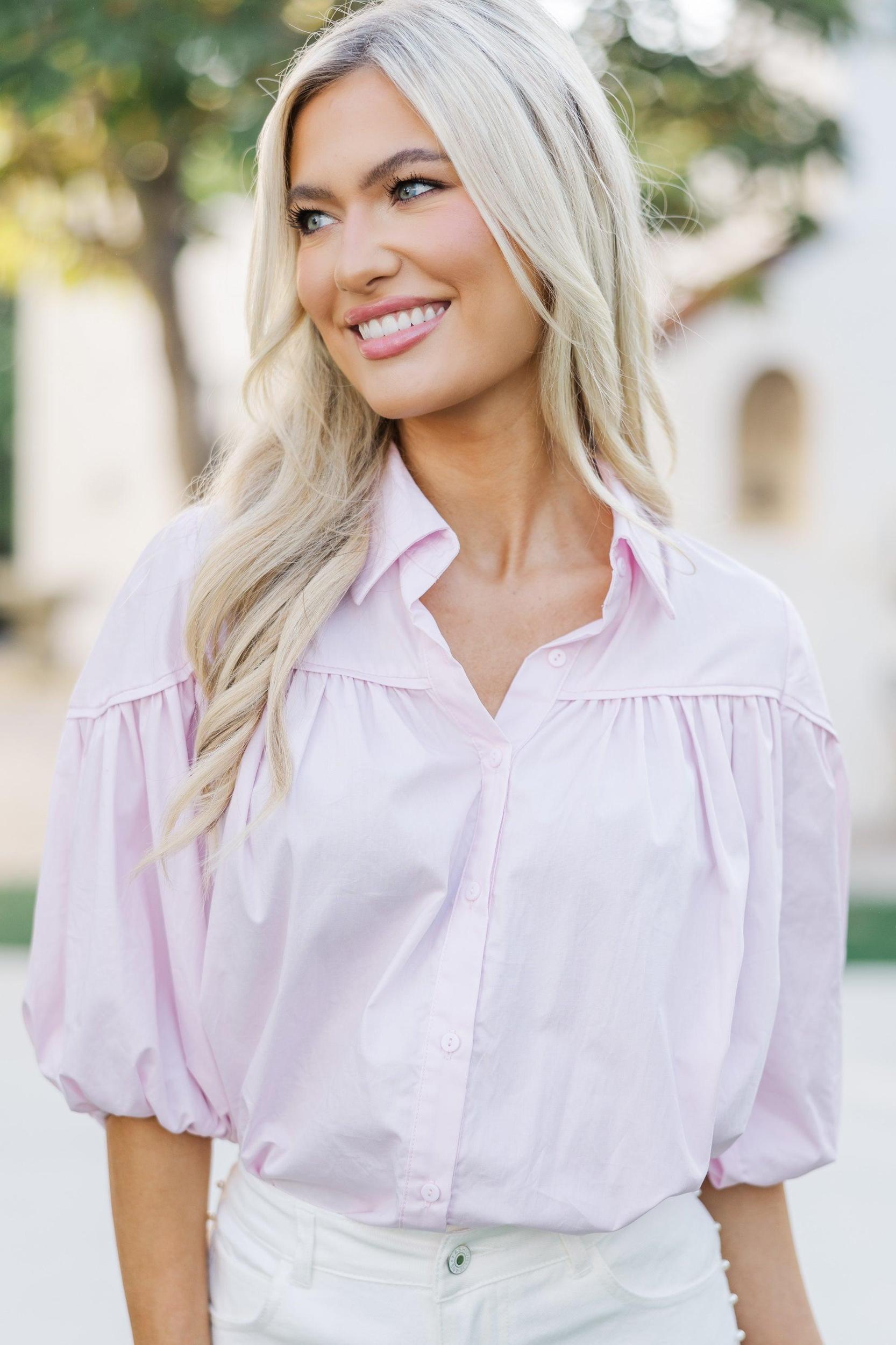 Better Than You Know Pink Puff Sleeve Blouse Female Product Image
