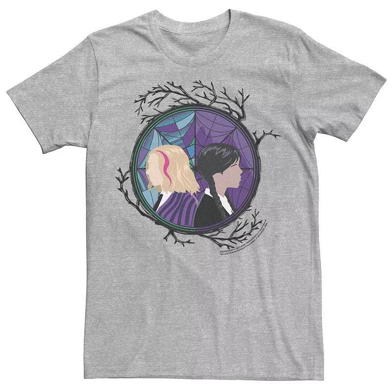Big & Tall Wednesday and Enid Stained Web Tee, Men's, Size: 4XL Tall, Athletic Grey Product Image