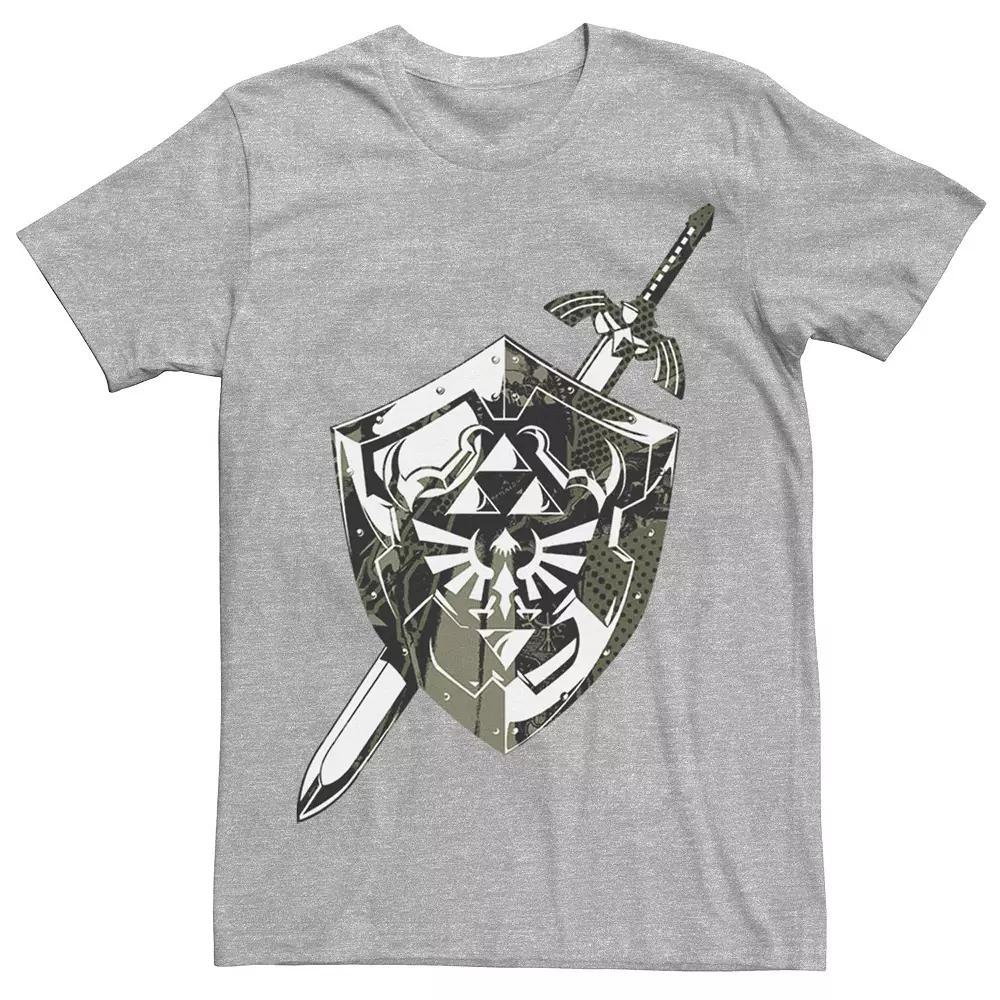 Men's Nintendo Legend of Zelda Hylian Shield & Sword Collage Tee, Size: Large, Athletic Grey Product Image