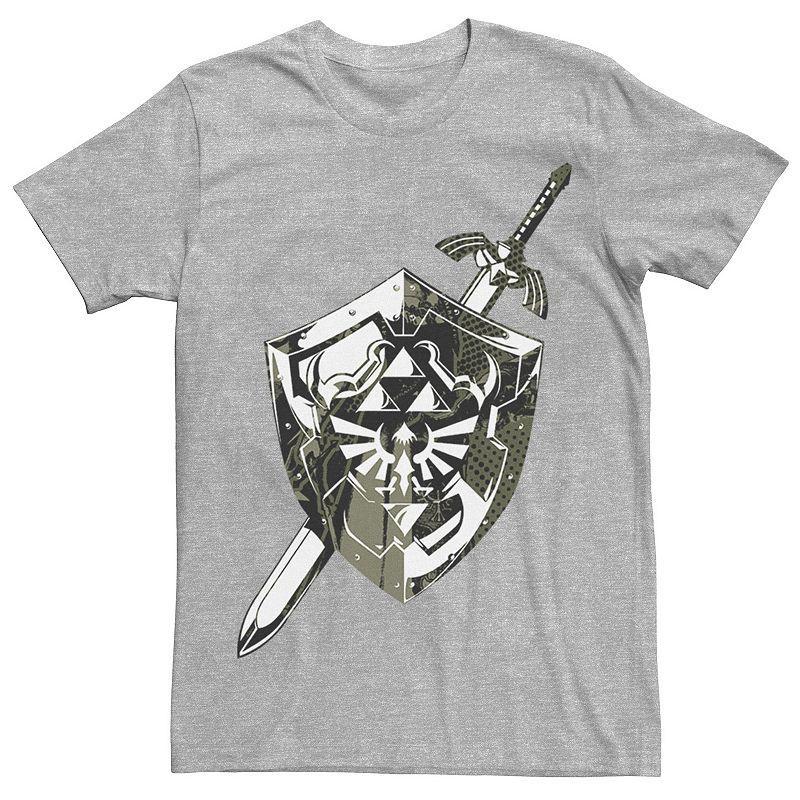 Men's Nintendo Legend of Zelda Hylian Shield & Sword Collage Tee, Size: Large, Athletic Grey Product Image