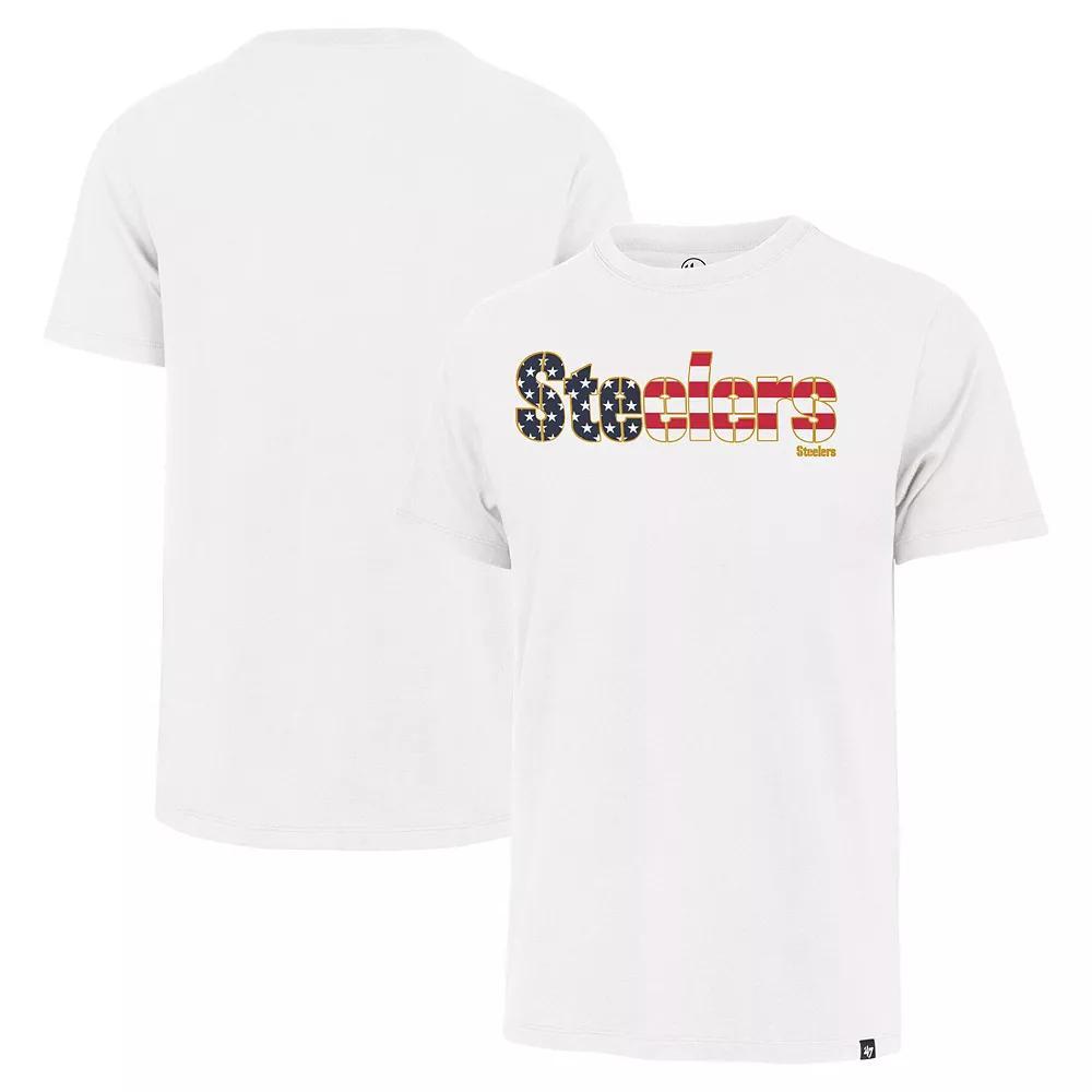 Men's '47 White Pittsburgh Steelers Flag Script Franklin T-Shirt, Size: XL Product Image