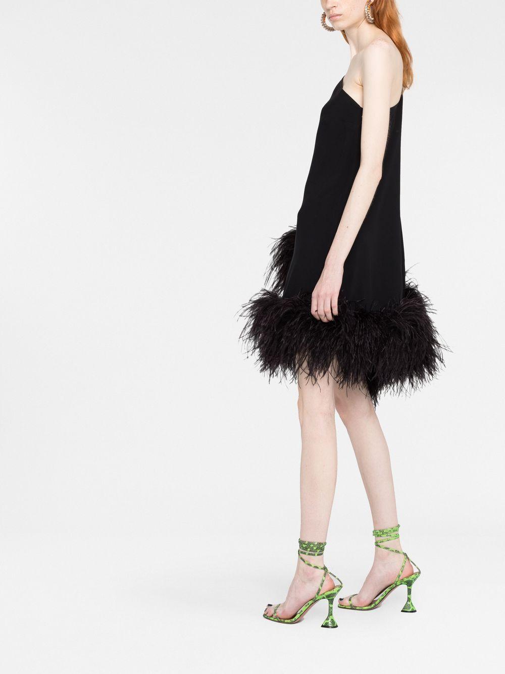 Piccolo Ubud feather-trim one-shoulder dress Product Image