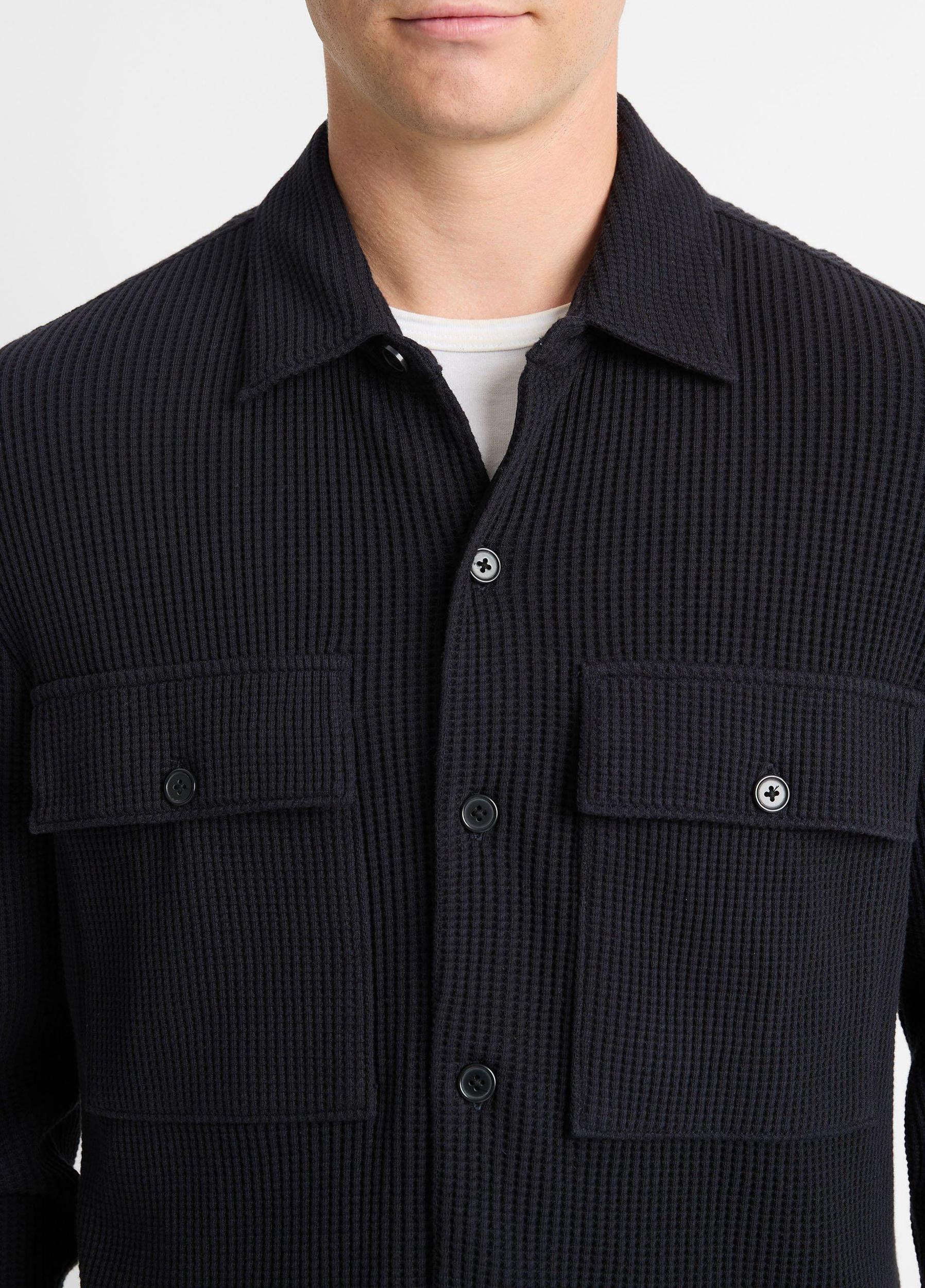 Mens Chunky Waffle Cotton-Blend Shirt Jacket, Coastal Blue, Size L Vince Product Image
