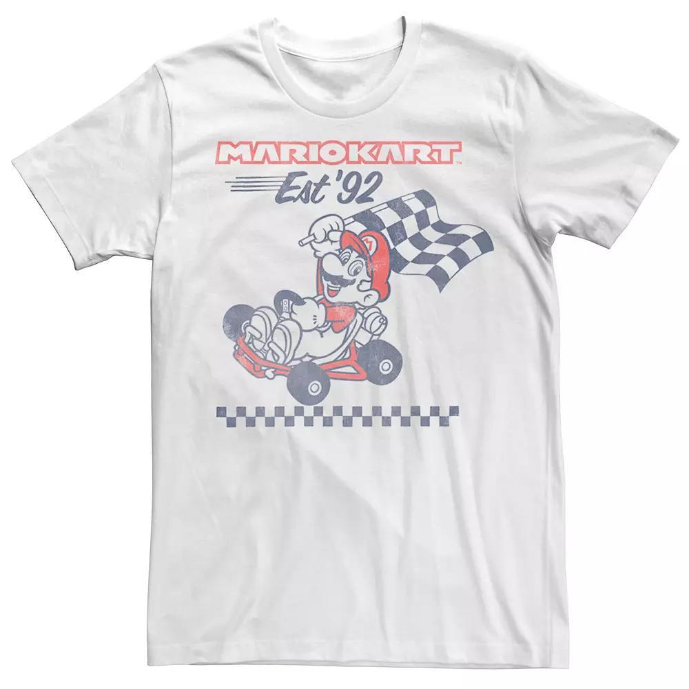 Men's Mario Kart Est. '92 Flag Tee, Size: Small, White Product Image