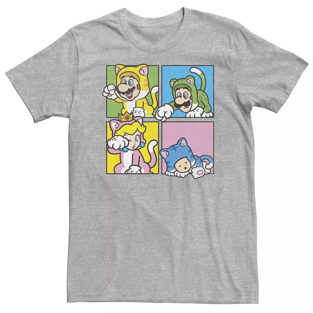 Big & Tall Super Mario 3D Bowser's Fury Character Panel Portraits Tee, Men's, Size: Large Tall, Athletic Grey Product Image