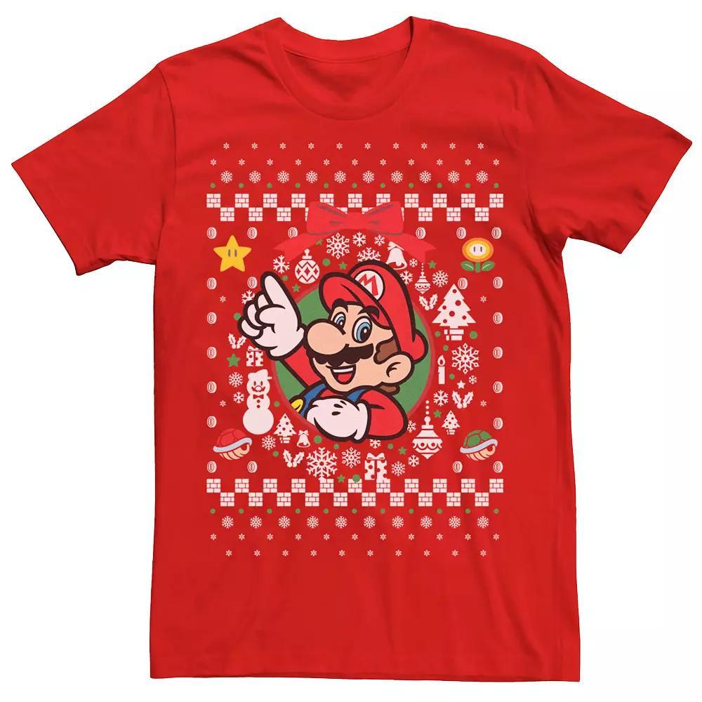 Men's Nintendo Super Mario Classic Ugly Christmas Mario Graphic Tee, Size: XXL, Red Product Image