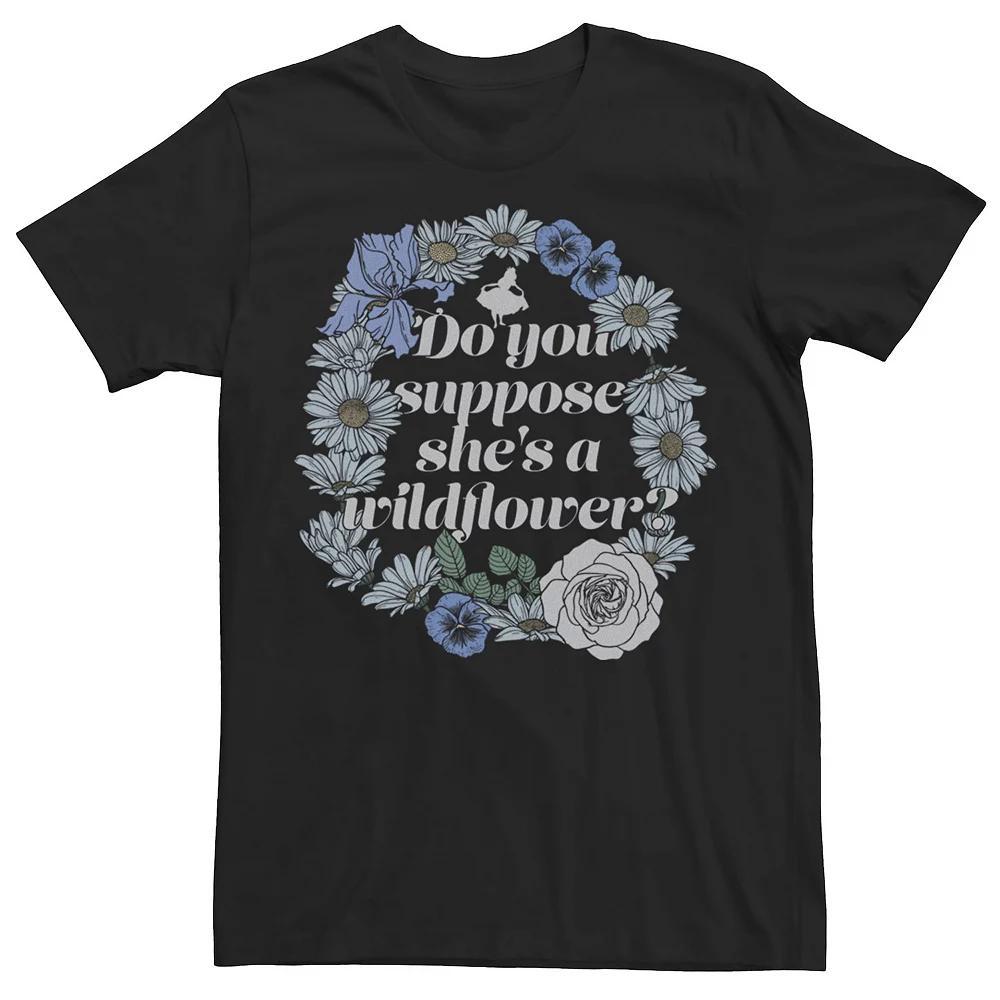 Disney's Alice In Wonderland She's A Wildflower Men's Tee, Size: XL, Black Product Image