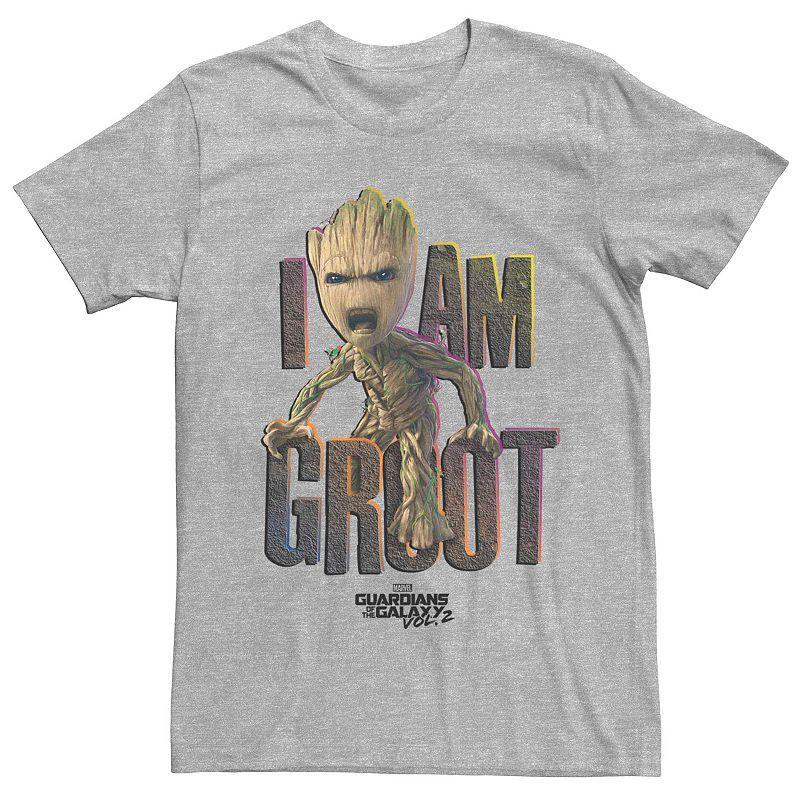 Men's Marvel Guardians Of The Galaxy 2 Groot Yell Colorful Poster Tee, Size: Small, Athletic Grey Product Image