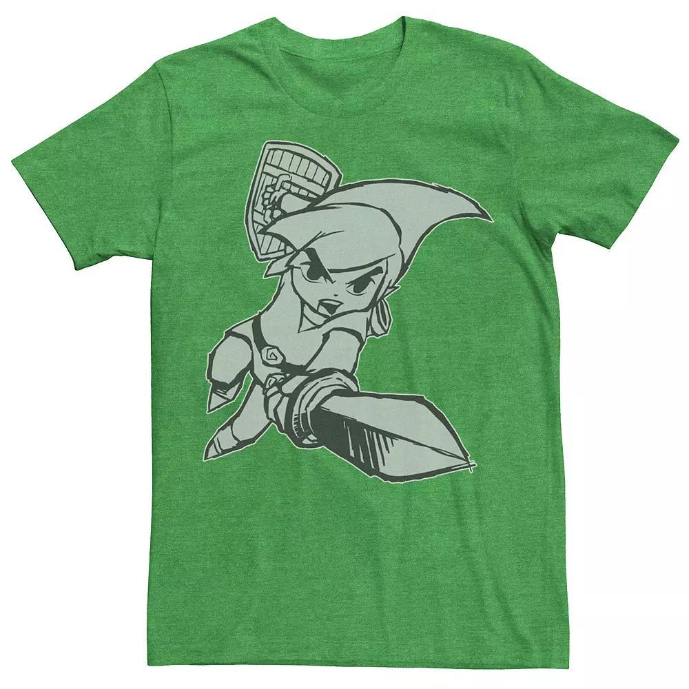 Men's Nintendo Legend Of Zelda Action Pose All White Portrait Stamp Tee, Size: XXL, Kelly Grey Product Image