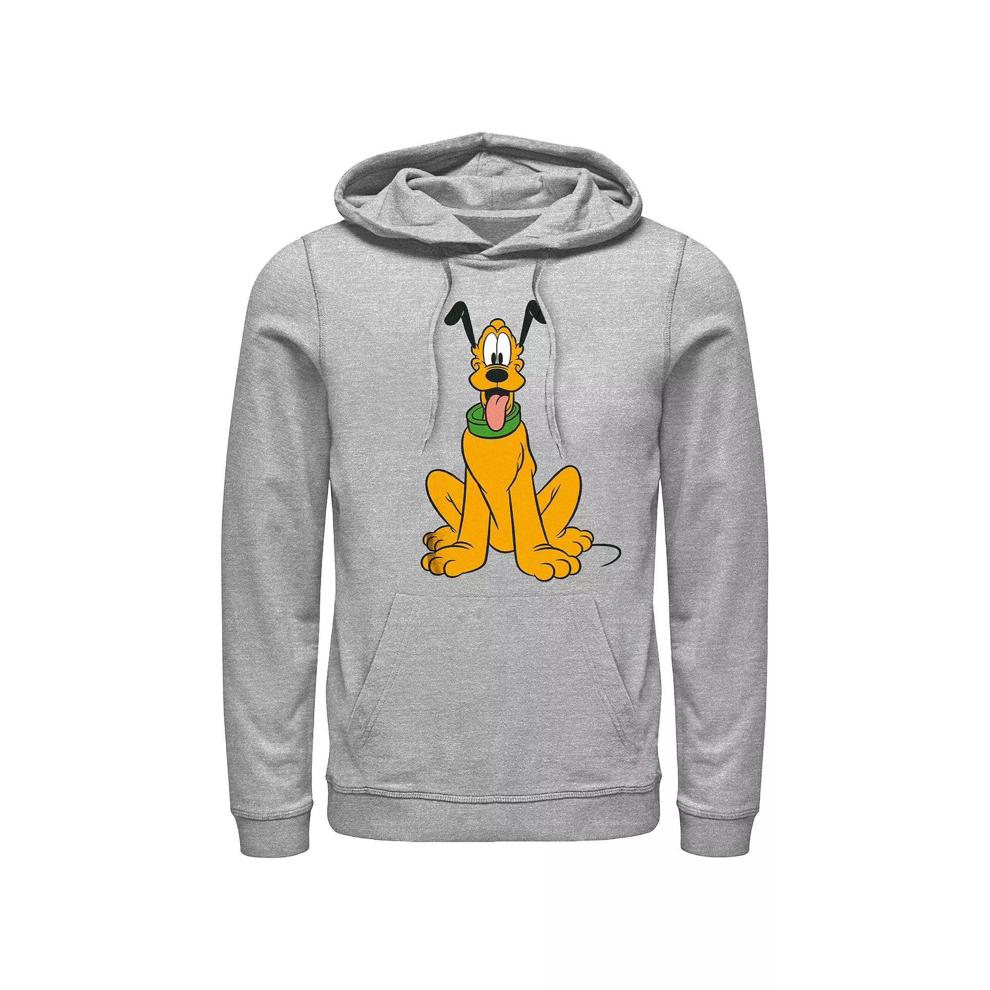 Men's Mickey Mouse Happy Pluto Graphic Hoodie, Size: Medium, Athletic Grey Product Image