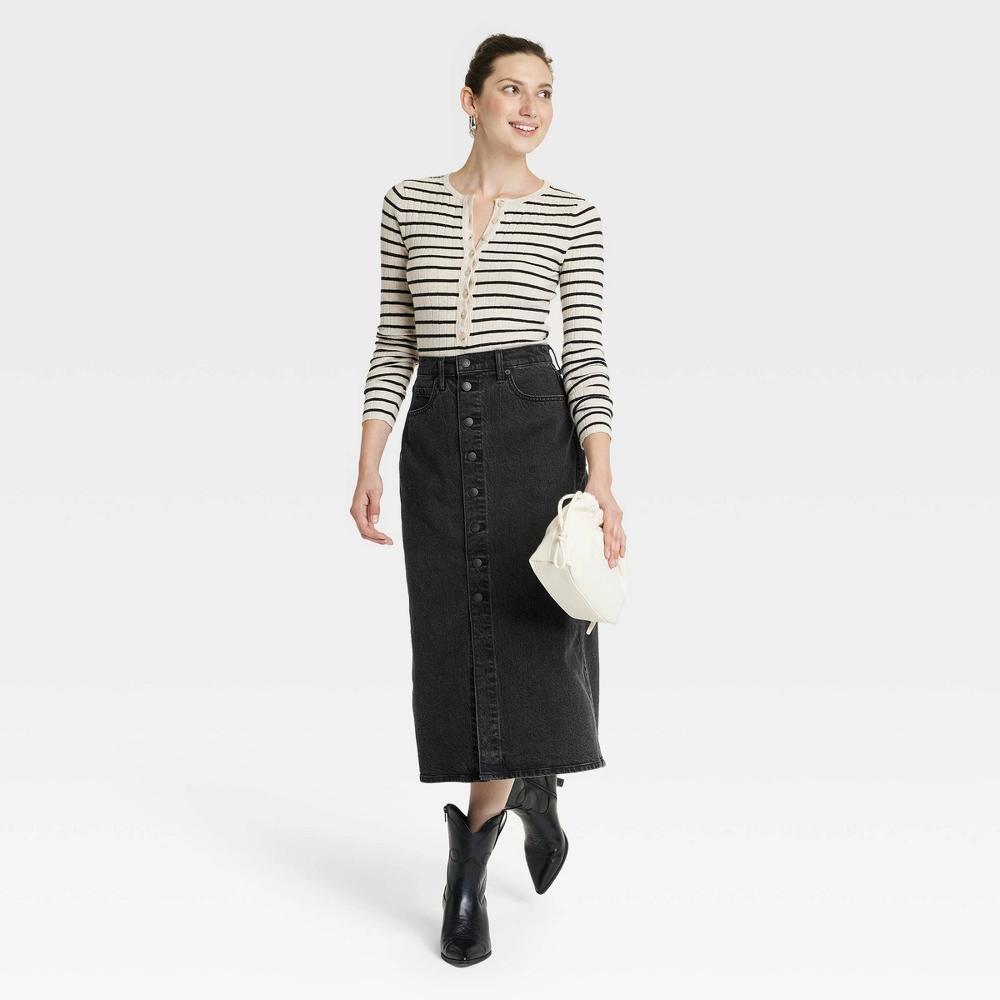 Womens A-line Midi Skirt - Universal Thread Black 6 Product Image