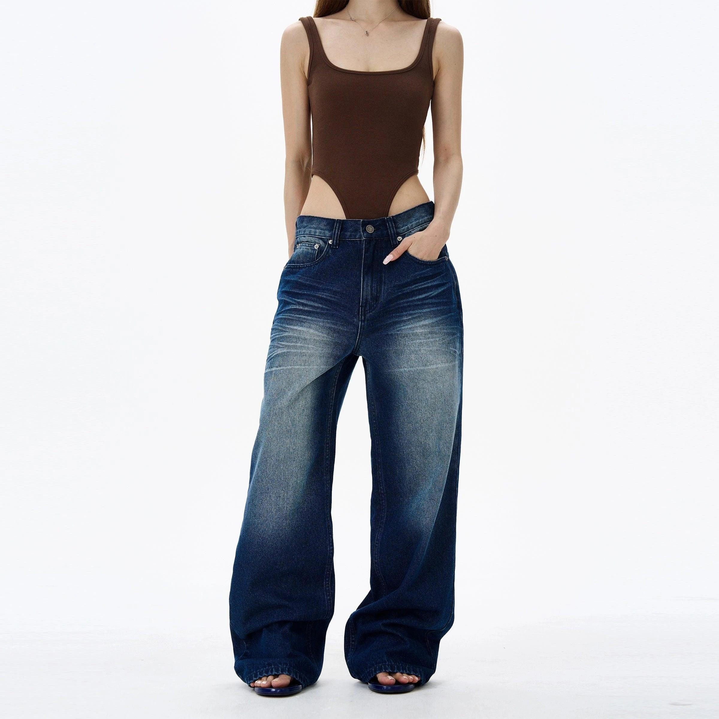 RT No. 18200 WASHED DENIM STRAIGHT JEANS Product Image