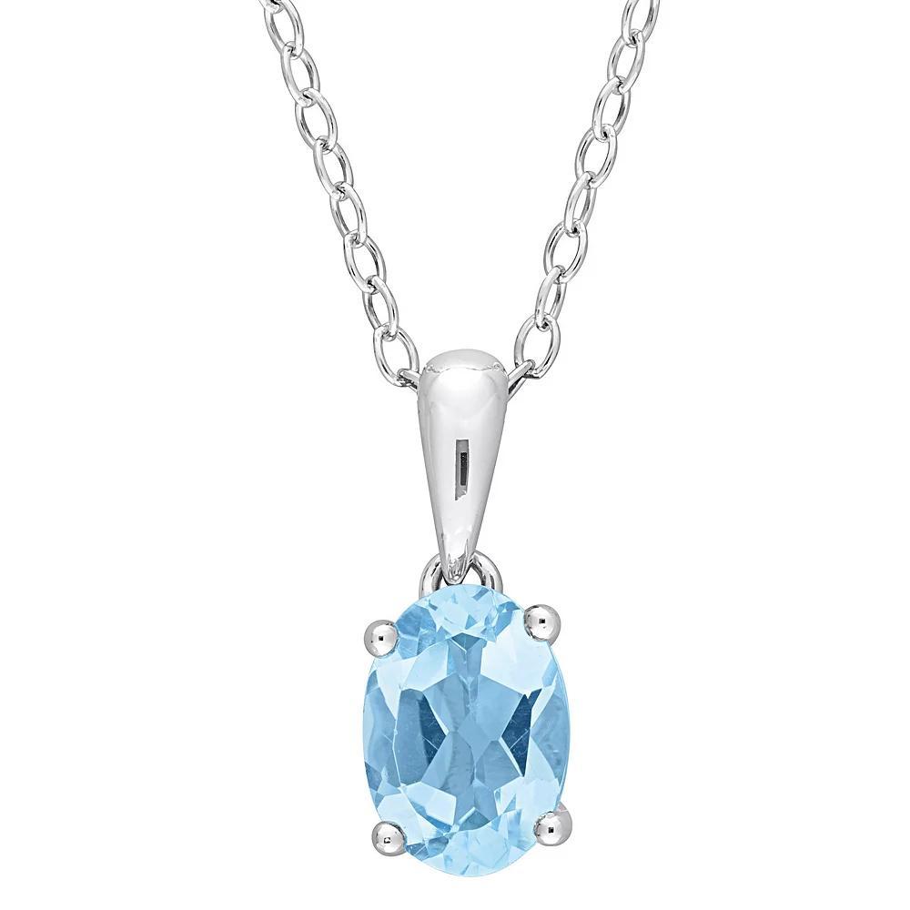 Stella Grace Sterling Silver & Gemstone Oval Stud Pendant Necklace, Womens Created Blue Product Image
