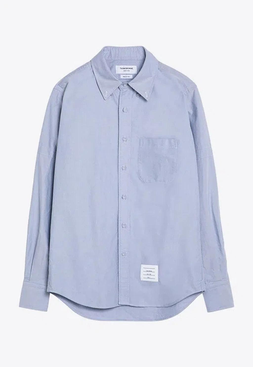 THOM BROWNE Classic Fit Cotton Button-down Shirt In Light Blue Product Image