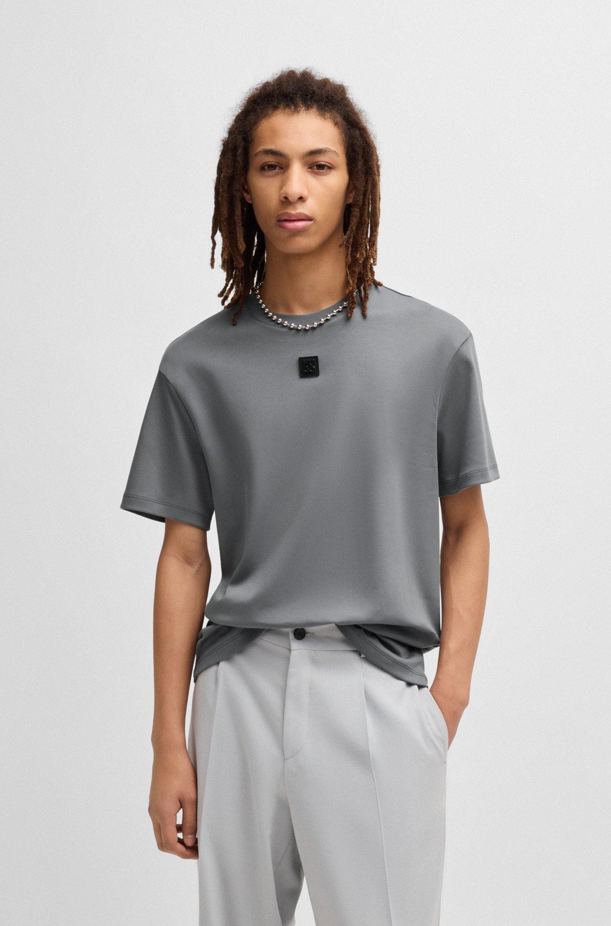 Interlock-cotton regular-fit T-shirt with stacked logo Product Image