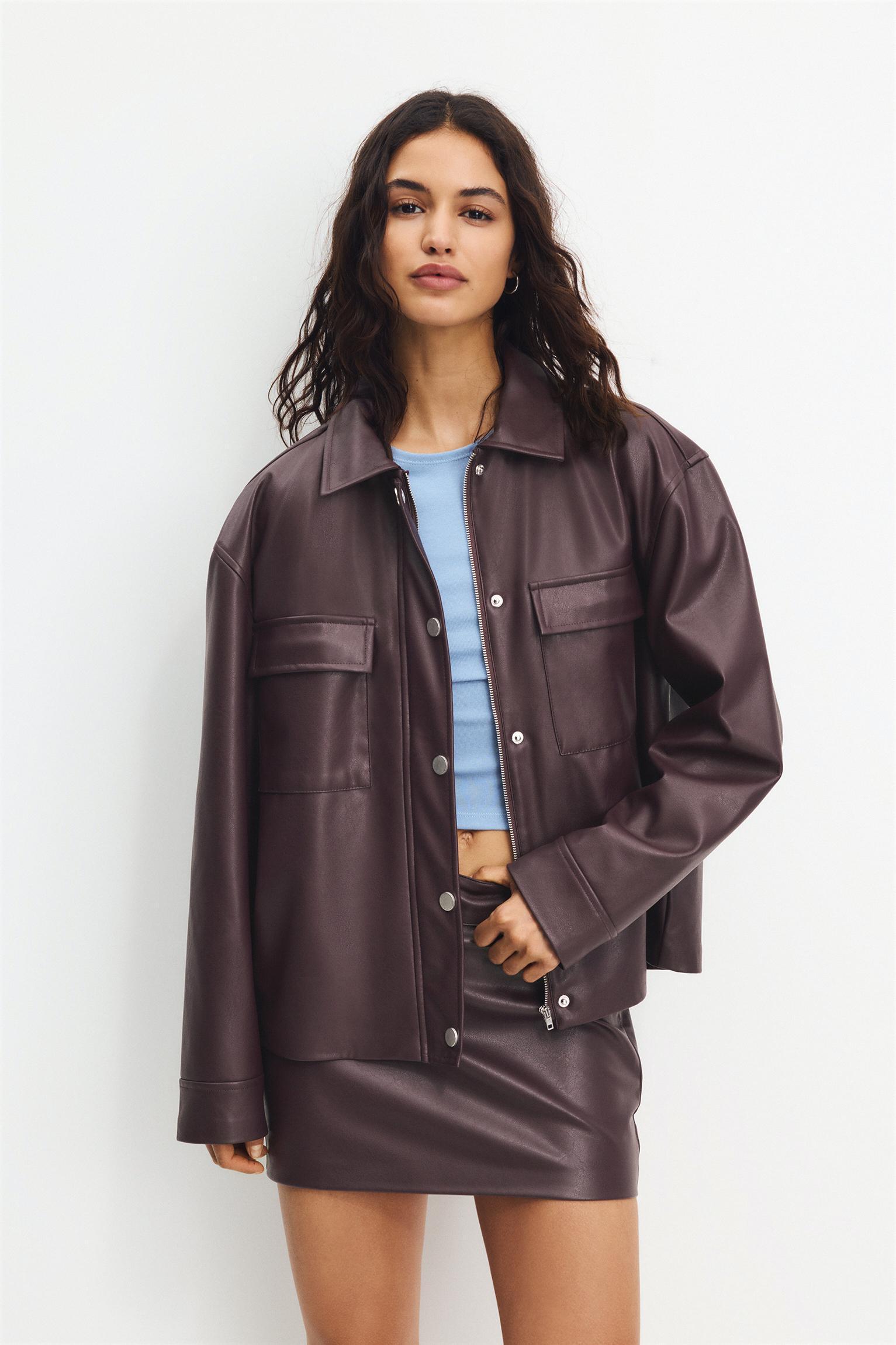 Faux leather jacket with pockets Product Image