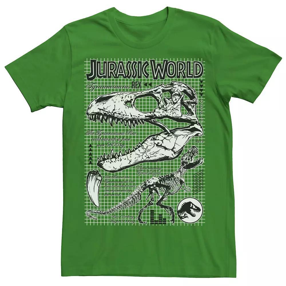 Men's Jurassic World Two T-Rex Bones Schematic Graphic Tee, Size: Large, Grey Heather Product Image
