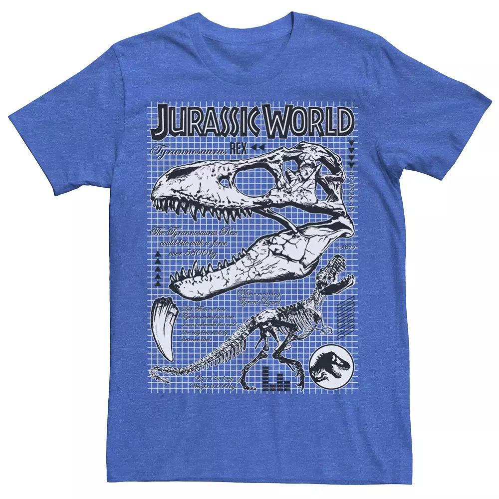 Men's Jurassic World Two T-Rex Bones Schematic Graphic Tee, Size: Large, Grey Heather Product Image