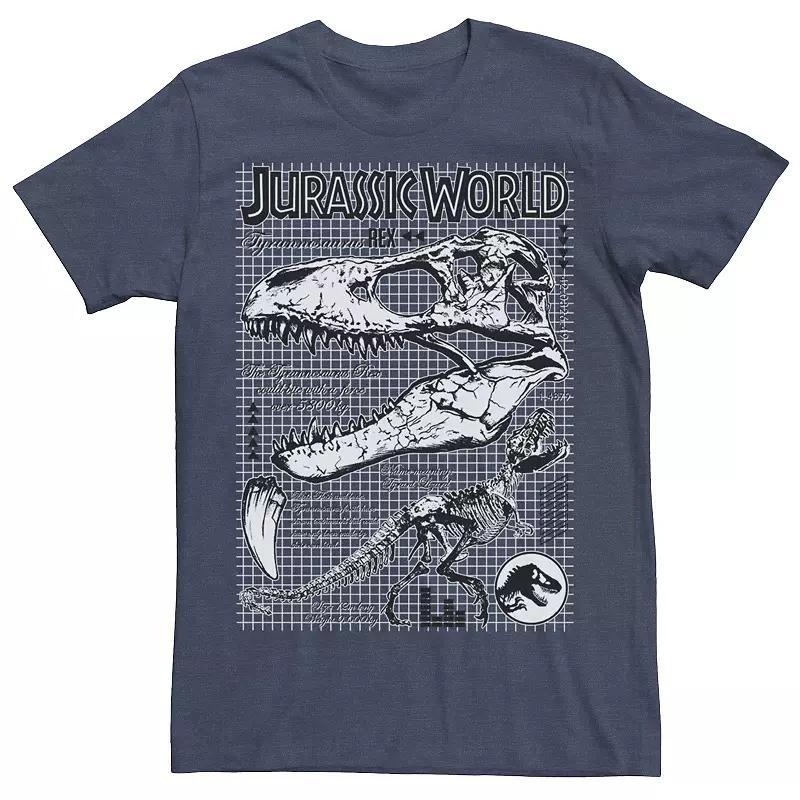Men's Jurassic World Two T-Rex Bones Schematic Graphic Tee, Size: Large, Grey Heather Product Image