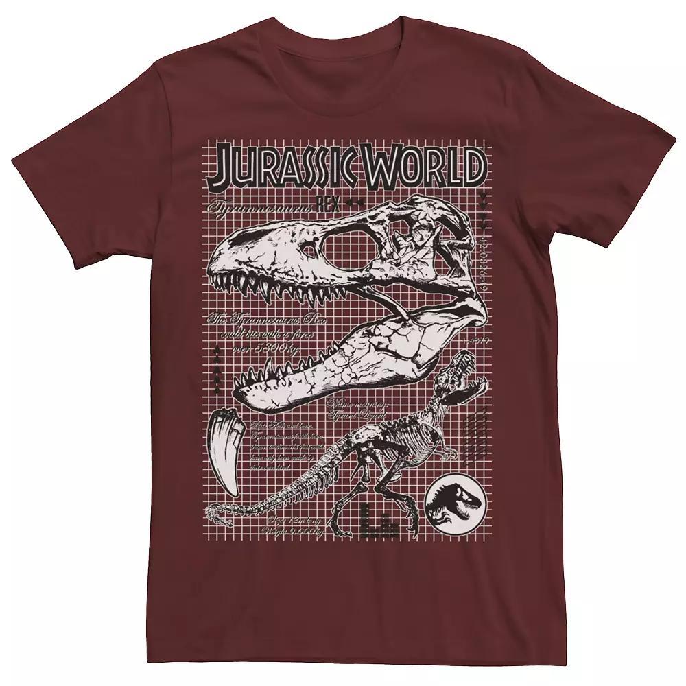 Men's Jurassic World Two T-Rex Bones Schematic Graphic Tee, Size: Large, Grey Heather Product Image