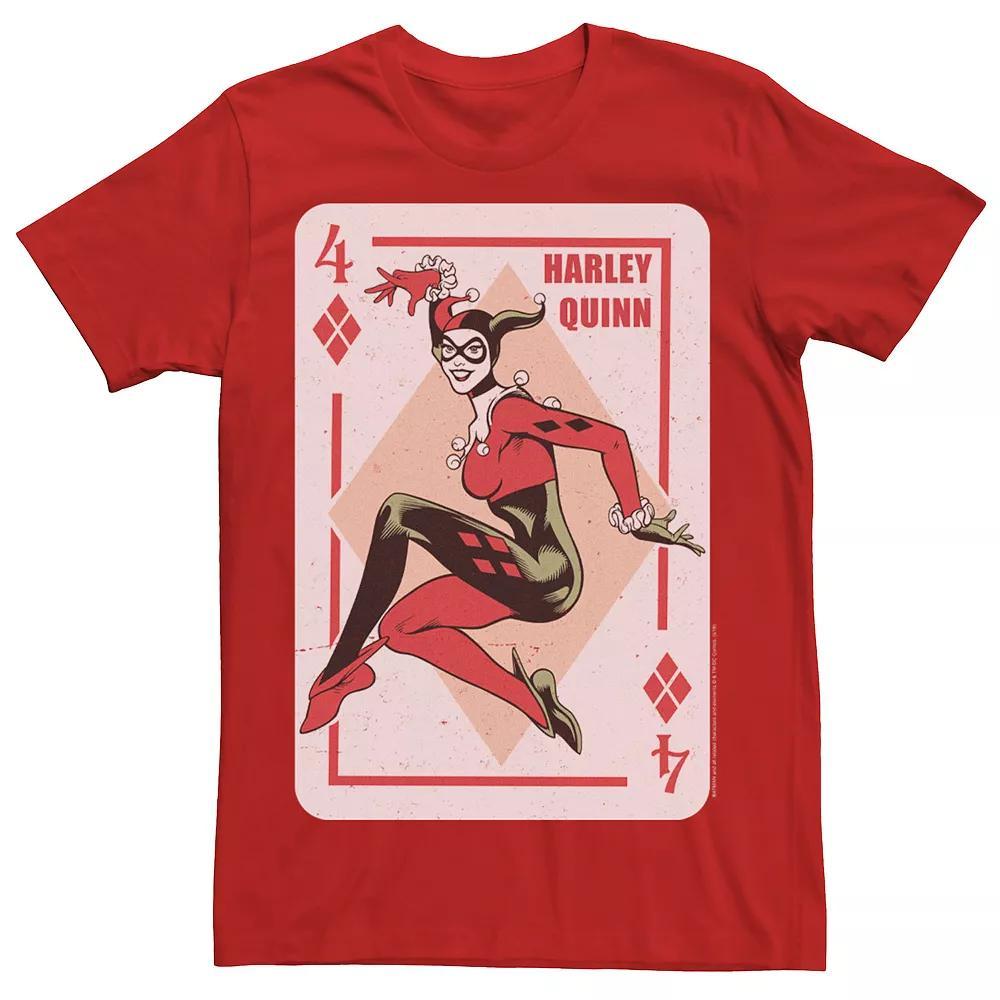 Men's Batman Harley Quinn Vintage Playing Card Tee, Size: 3XL, Red Product Image