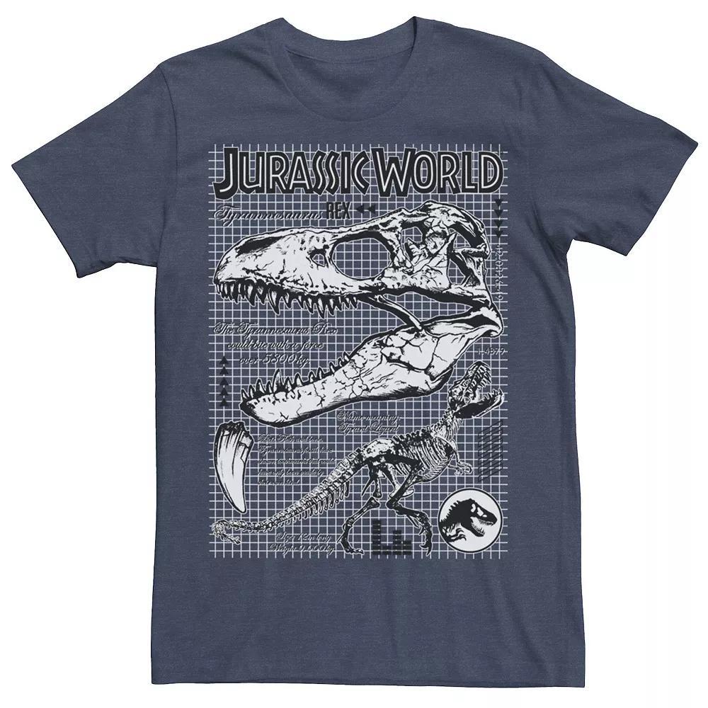 Men's Jurassic World Two T-Rex Bones Schematic Graphic Tee, Size: Large, Grey Heather Product Image
