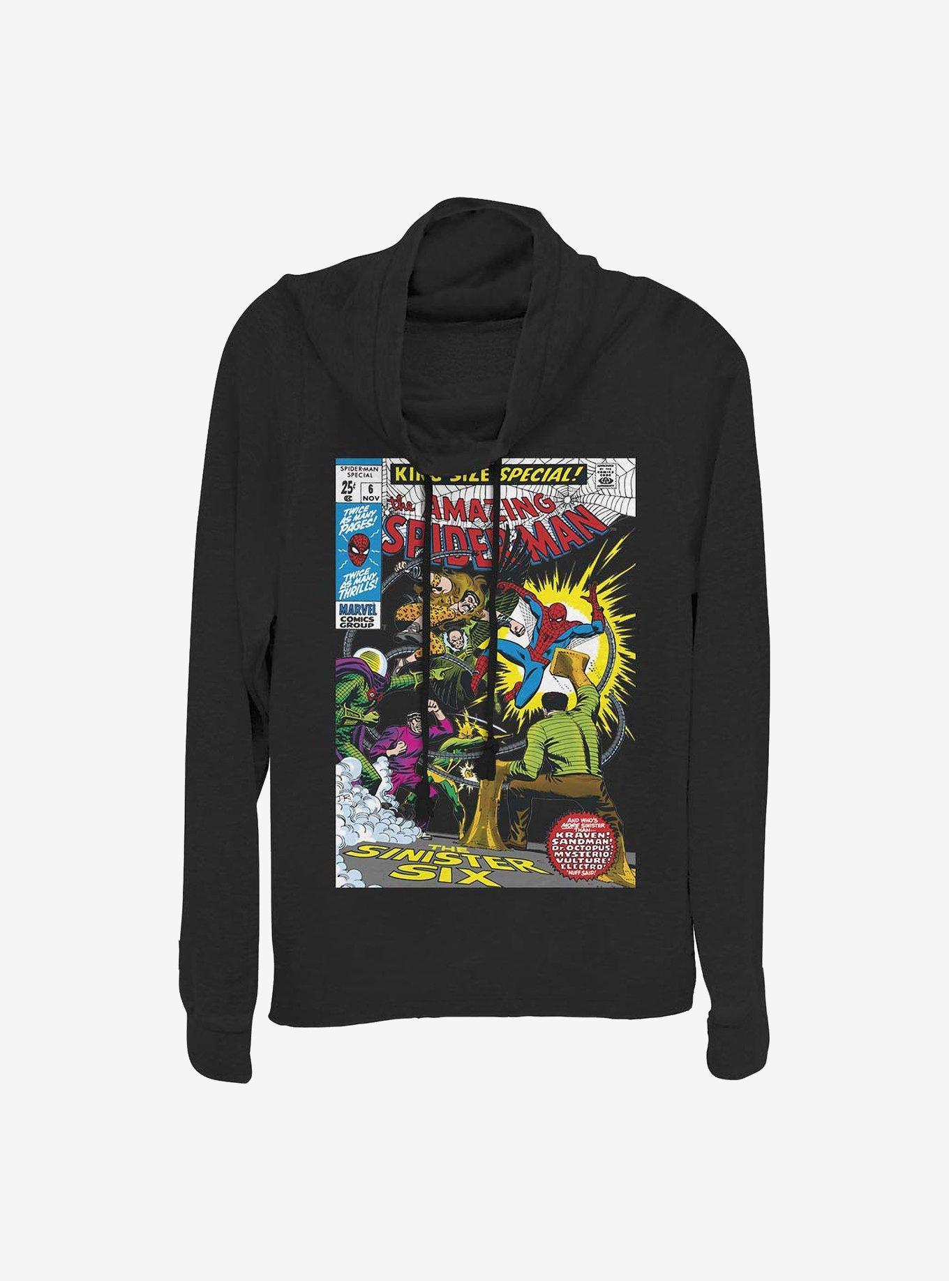 Marvel Spider-Man Comic Cowlneck Long-Sleeve Girls Top Product Image