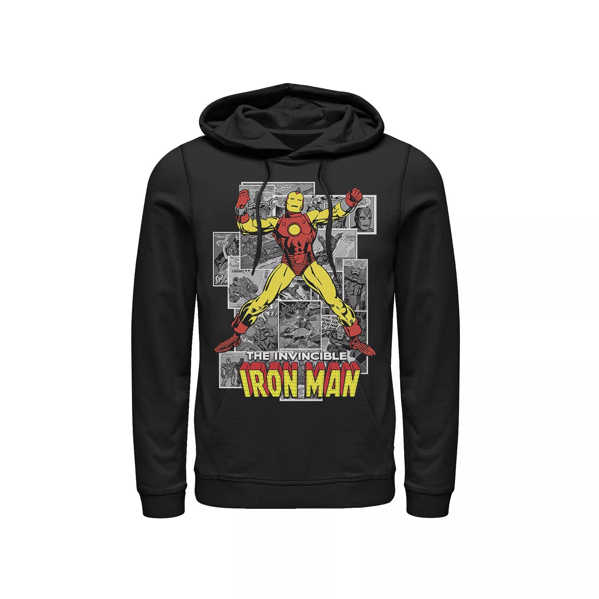 Mens Marvel Avengers Iron Man Comic Panel Portrait Hoodie Product Image