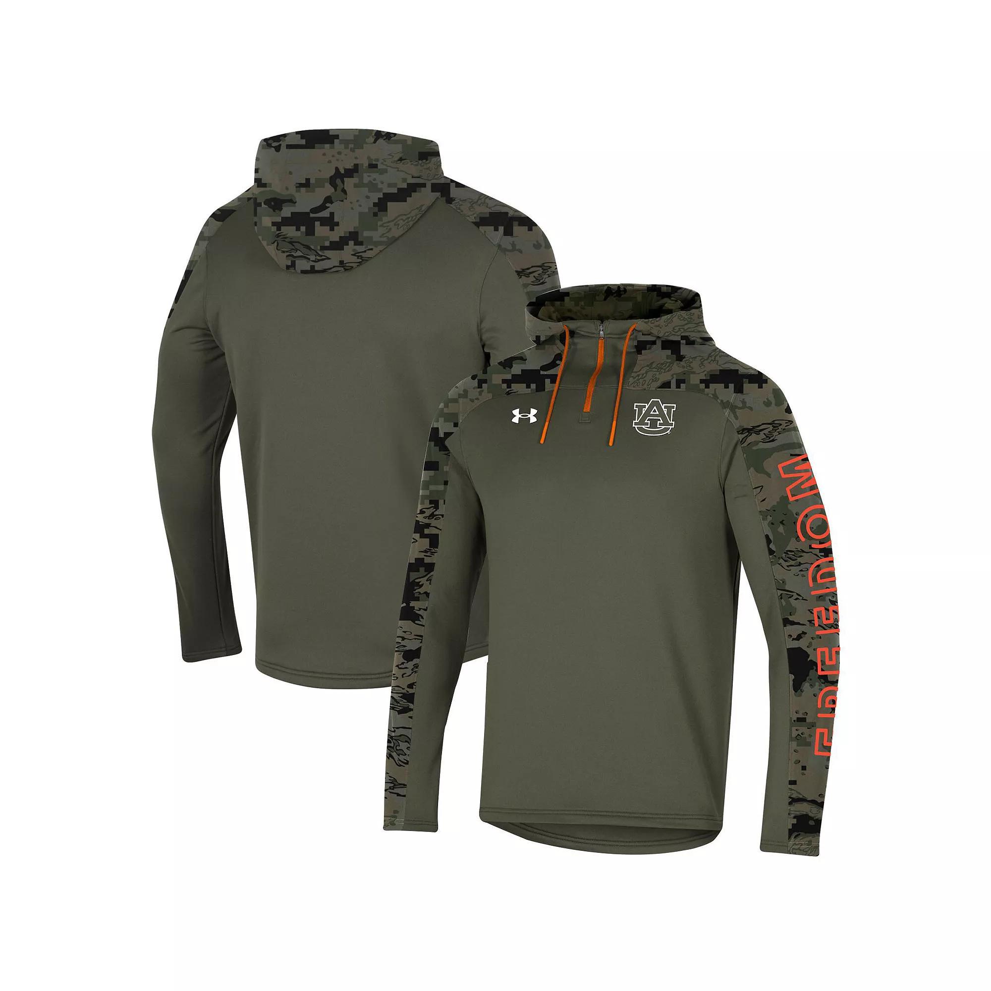 Men's Under Armour Olive Auburn Tigers Freedom Quarter-Zip Pullover Hoodie, Size: Medium, Team Product Image