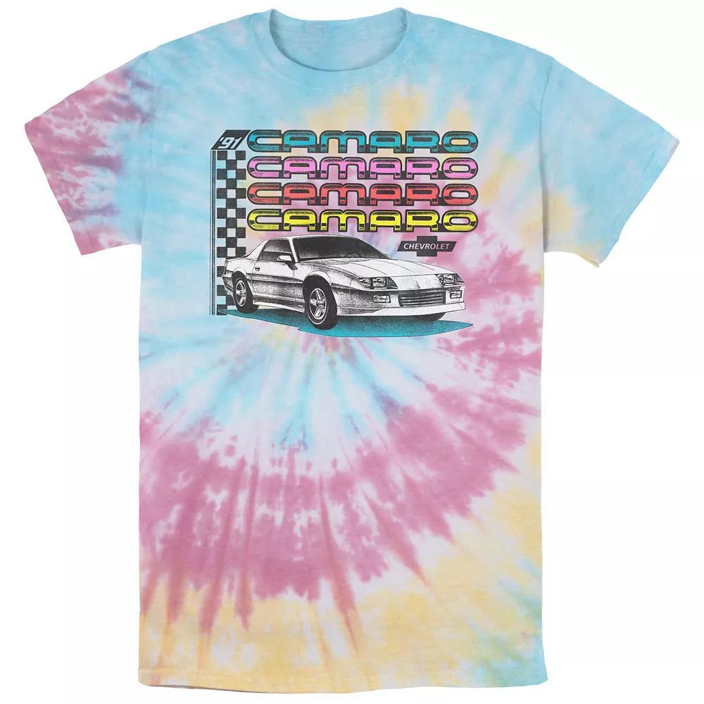 Men's Camaro '91 Tie Dye Graphic Tee, Size: Small, Blue Pink Light Yellow Product Image