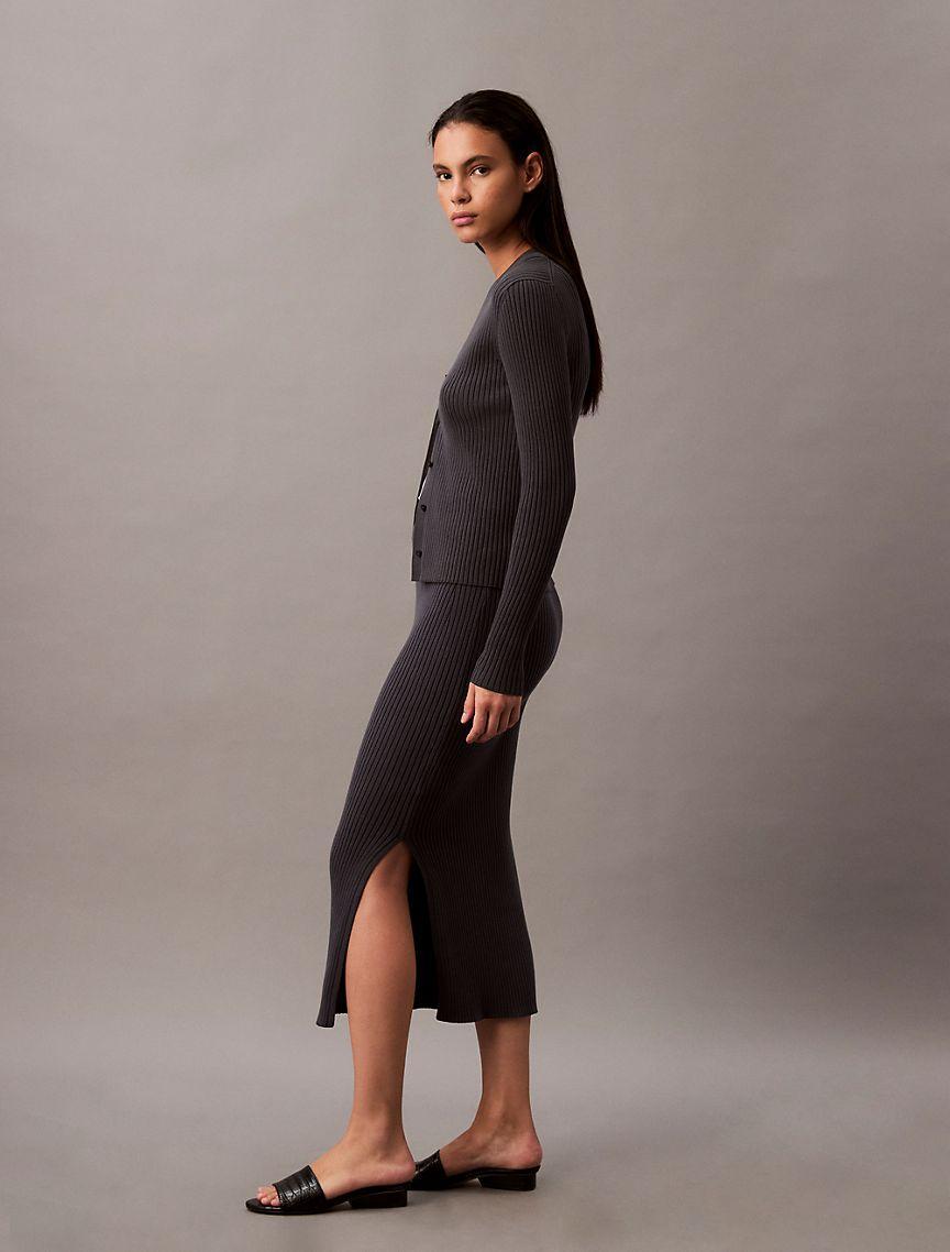 Cotton Rib Midi Skirt Product Image
