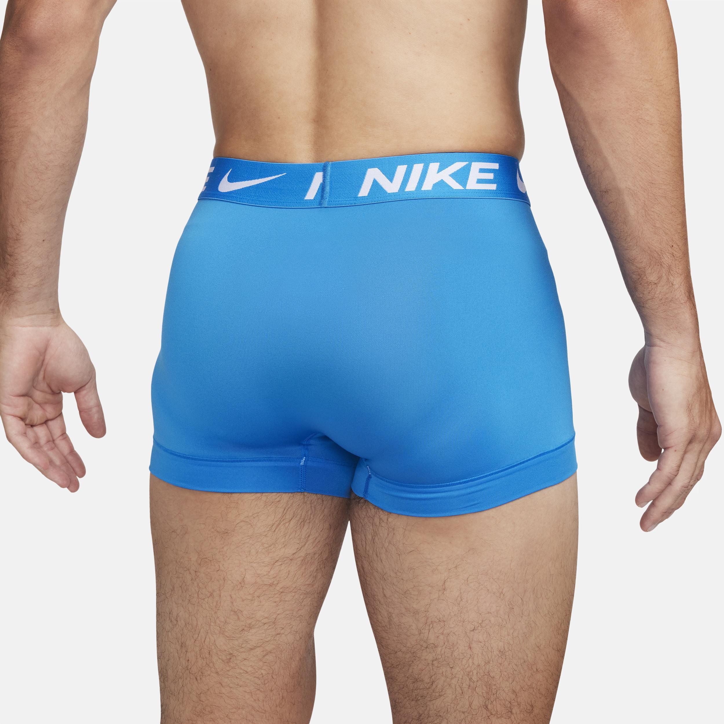 Men's Nike Dri-FIT Essential 3-pack Microfiber Trunks, Size: Medium, Nike Logo Grey Black Product Image