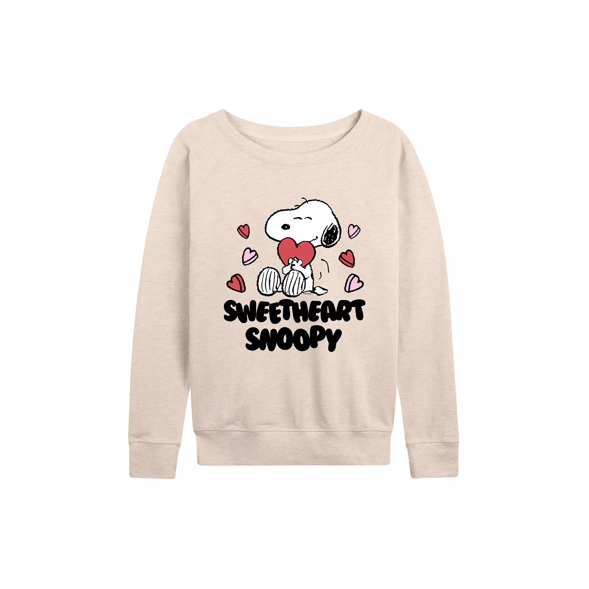 Womens Peanuts Sweetheart Snoopy French Terry Long Sleeve Tee Product Image