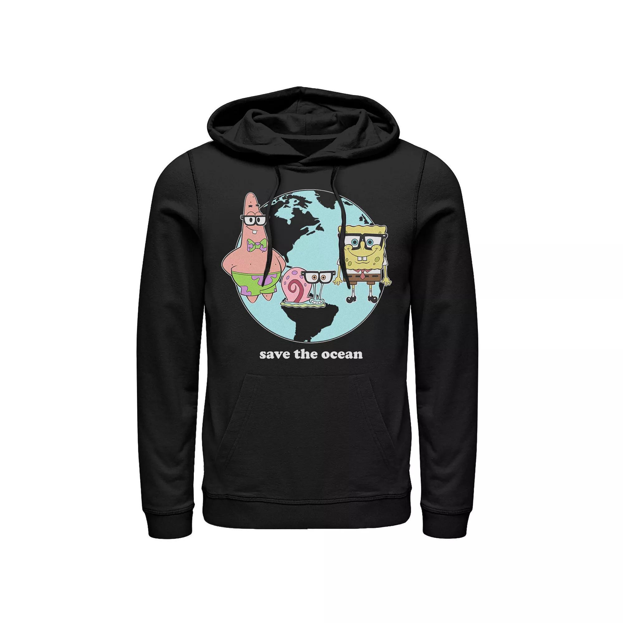 Men's Nickelodeon SpongeBob SquarePants Group Save The Ocean Hoodie, Size: XL, Black Product Image