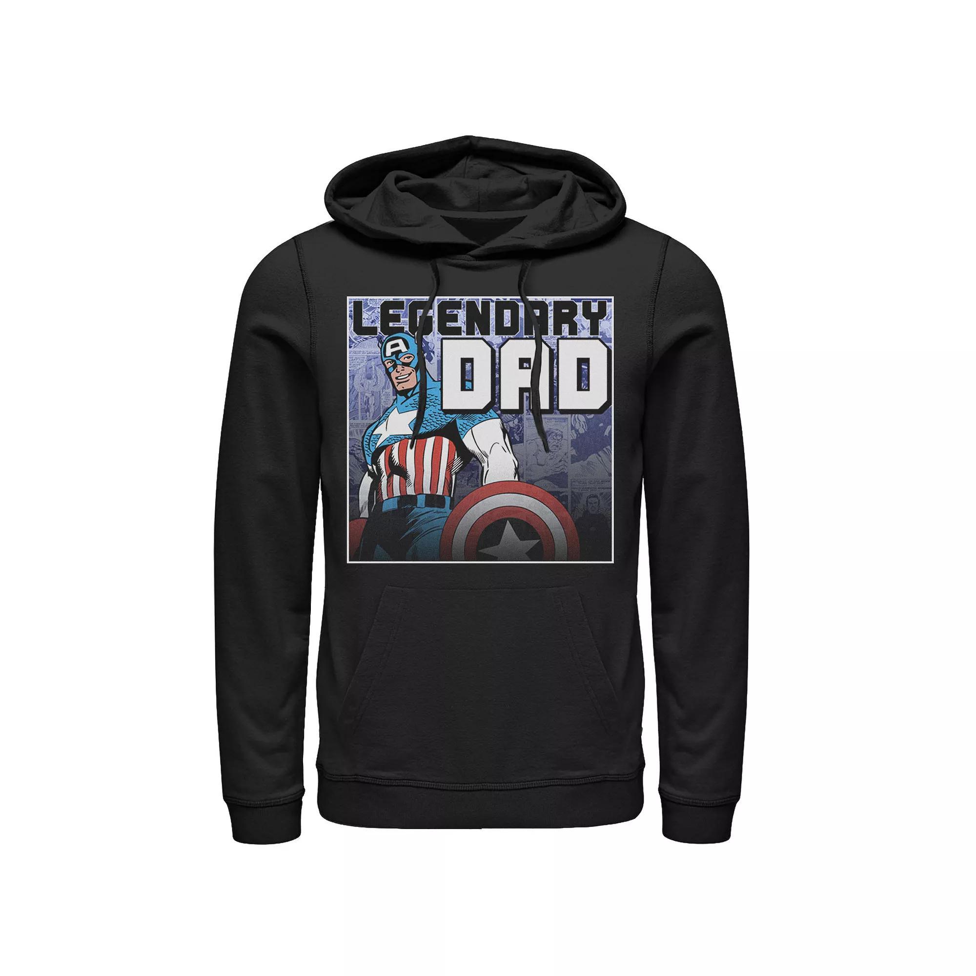 Men's Marvel Captain America Father's Day Legend Hoodie, Size: XL, Black Product Image