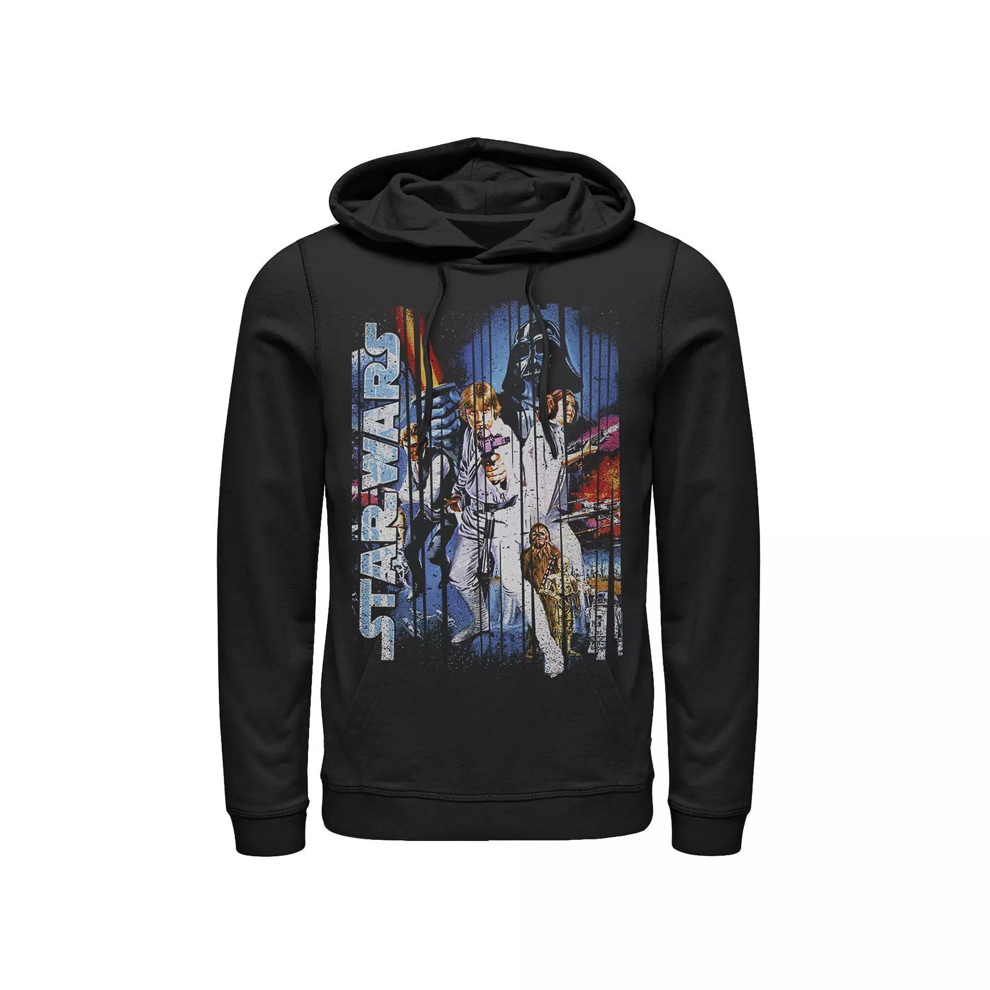 Men's Star Wars Classic Group Shot Striped Poster Hoodie, Size: XXL, Blue Product Image